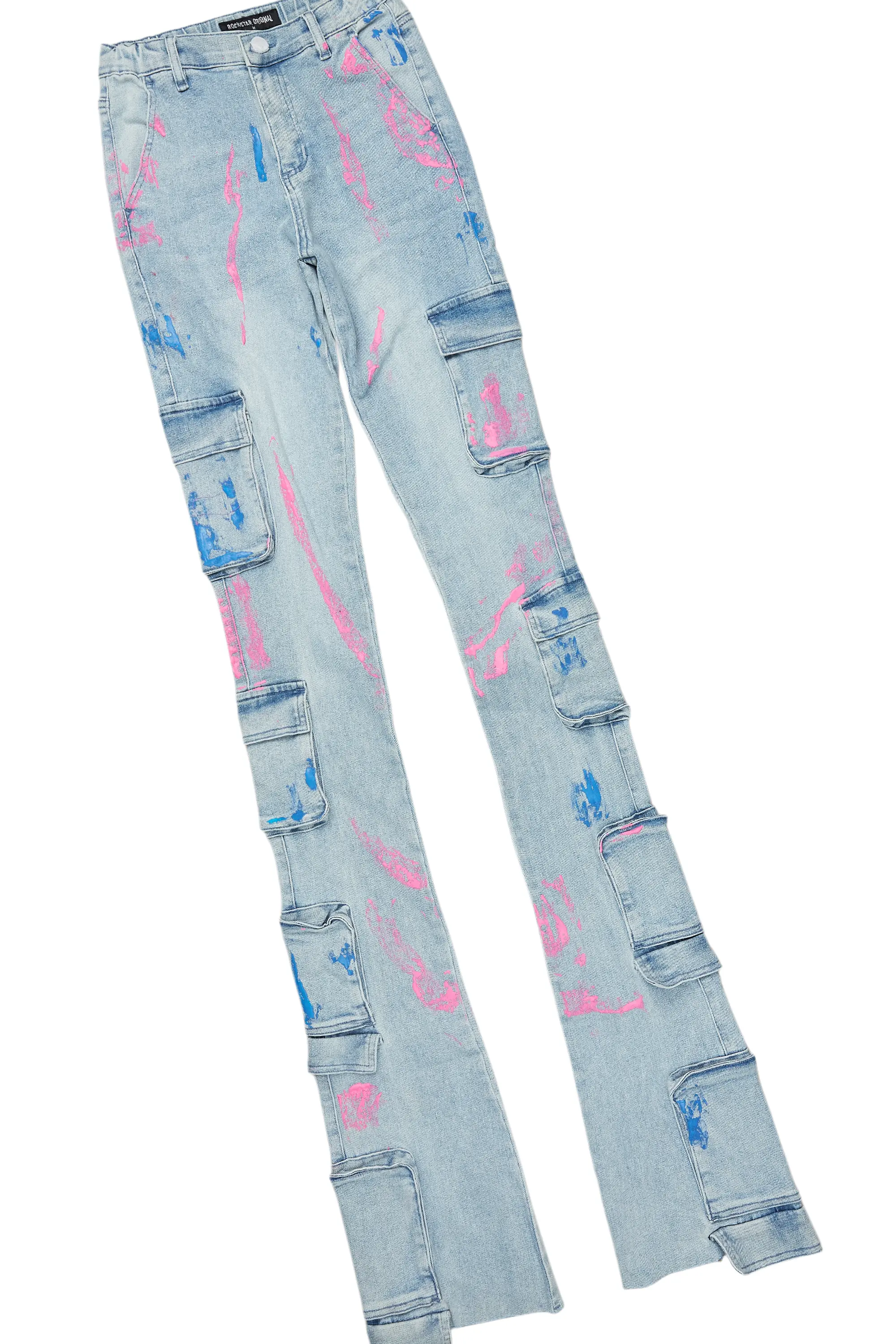 Jakeisha White/Blue T-Shirt/Super Stacked Jean Set - Image 3