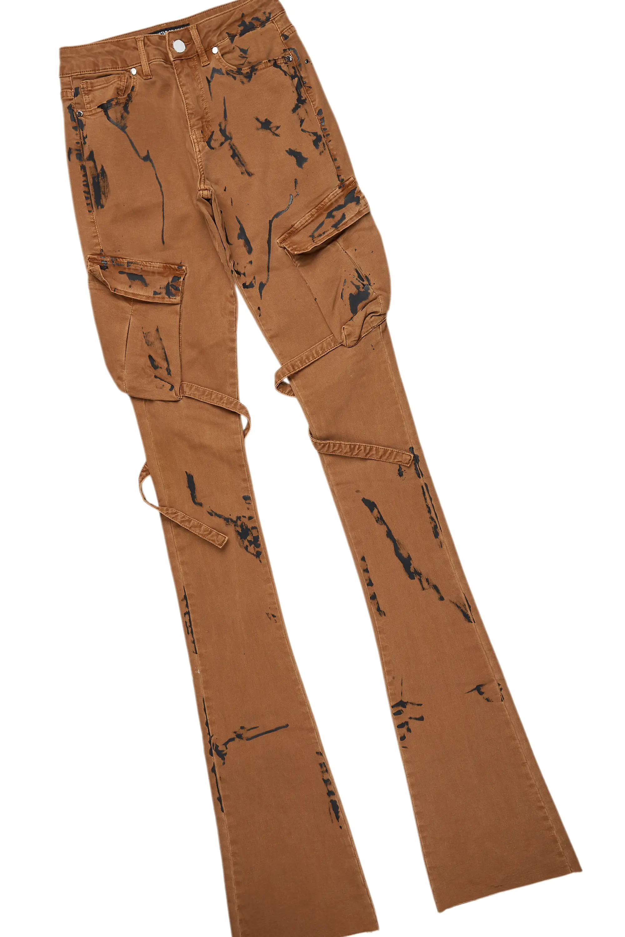 Marteona Beige/Camel Hoodie/Super Stacked Jean Set - Image 3