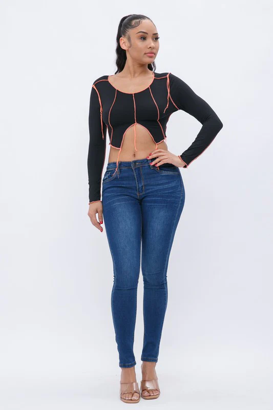 Kendell Black Long Sleeve Top - Image 4