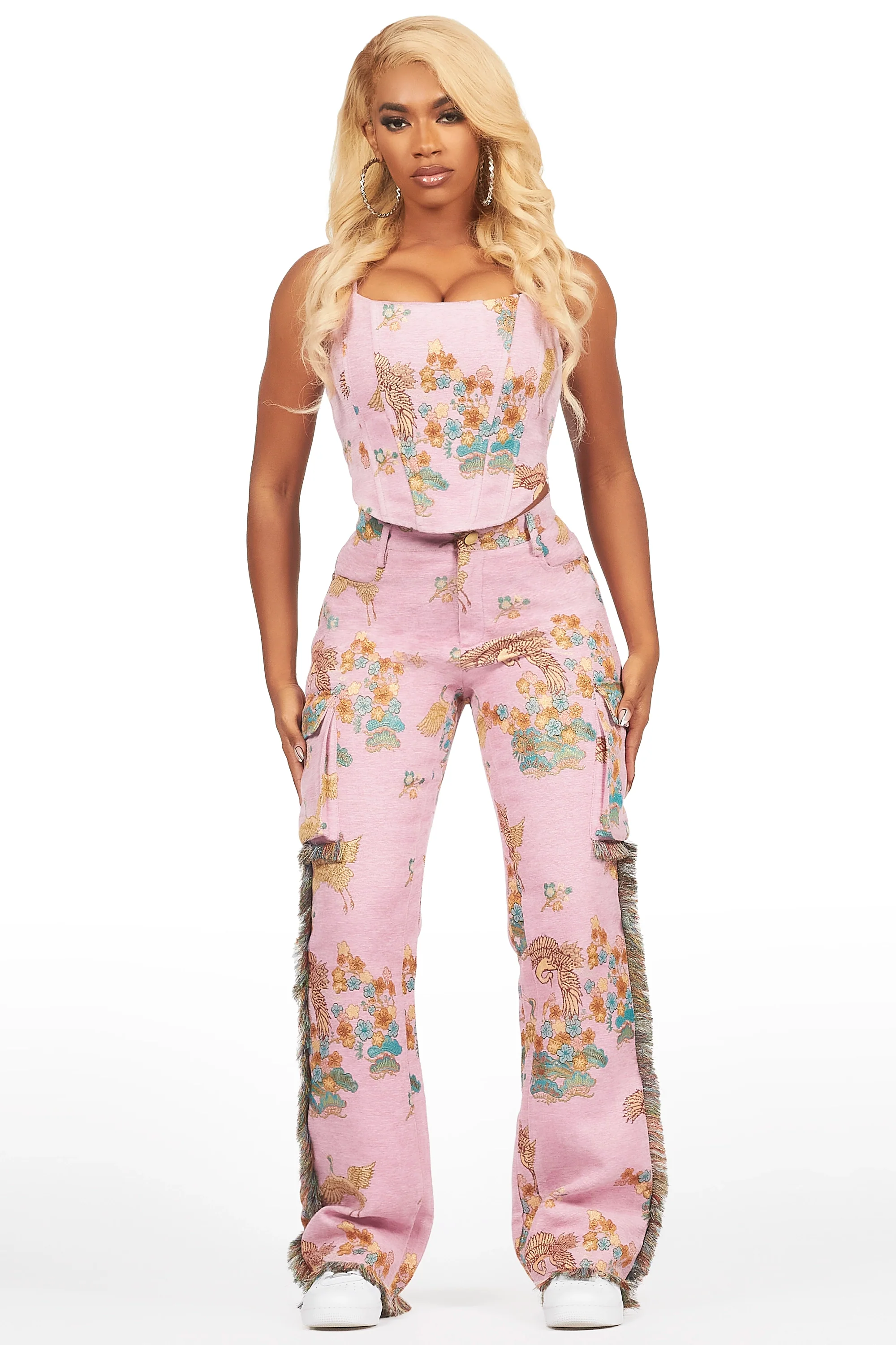 Vatasha Pink Tapestry Corset - Image 3