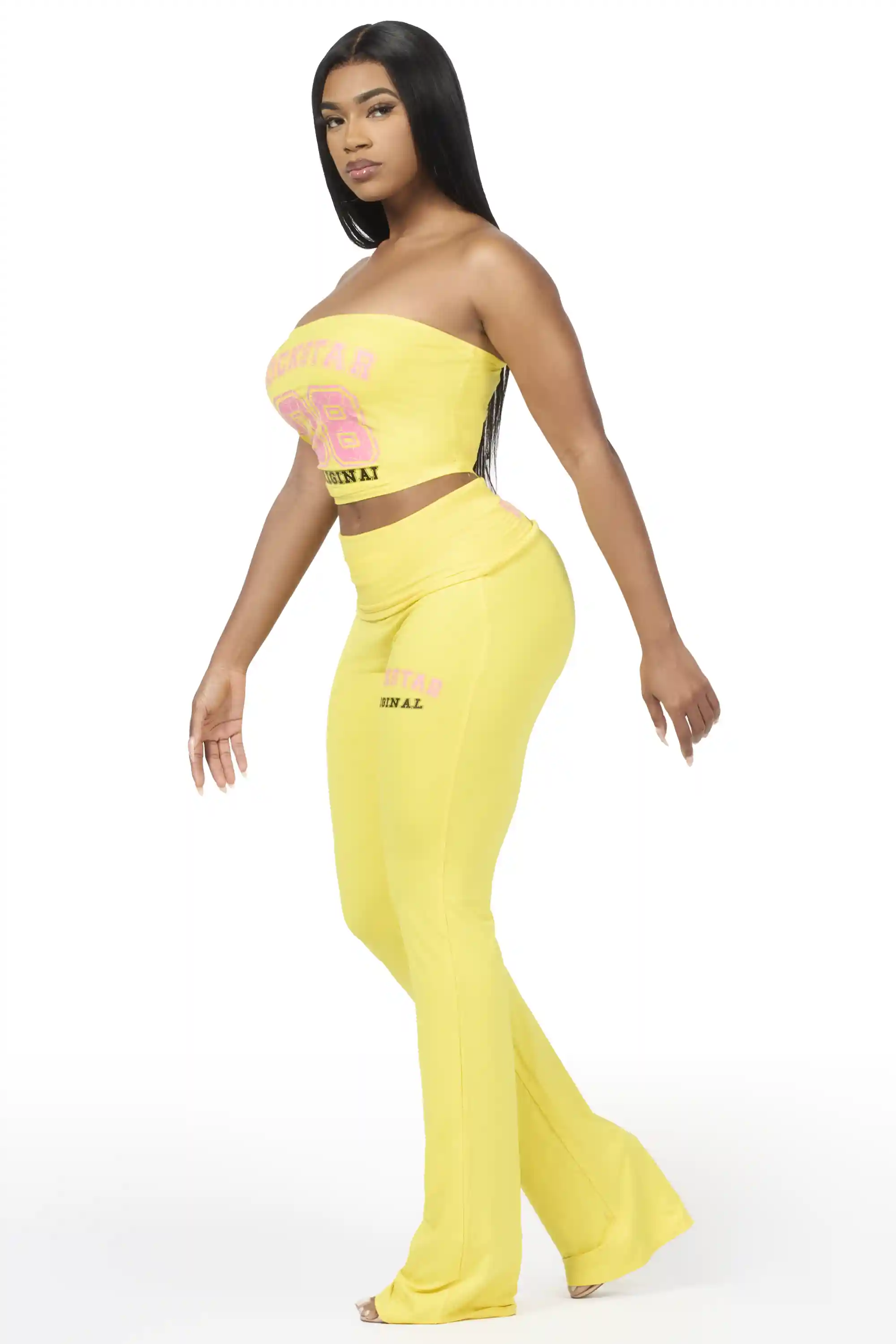 Lareshe Yellow Tube Foldover Pant Set - Image 4