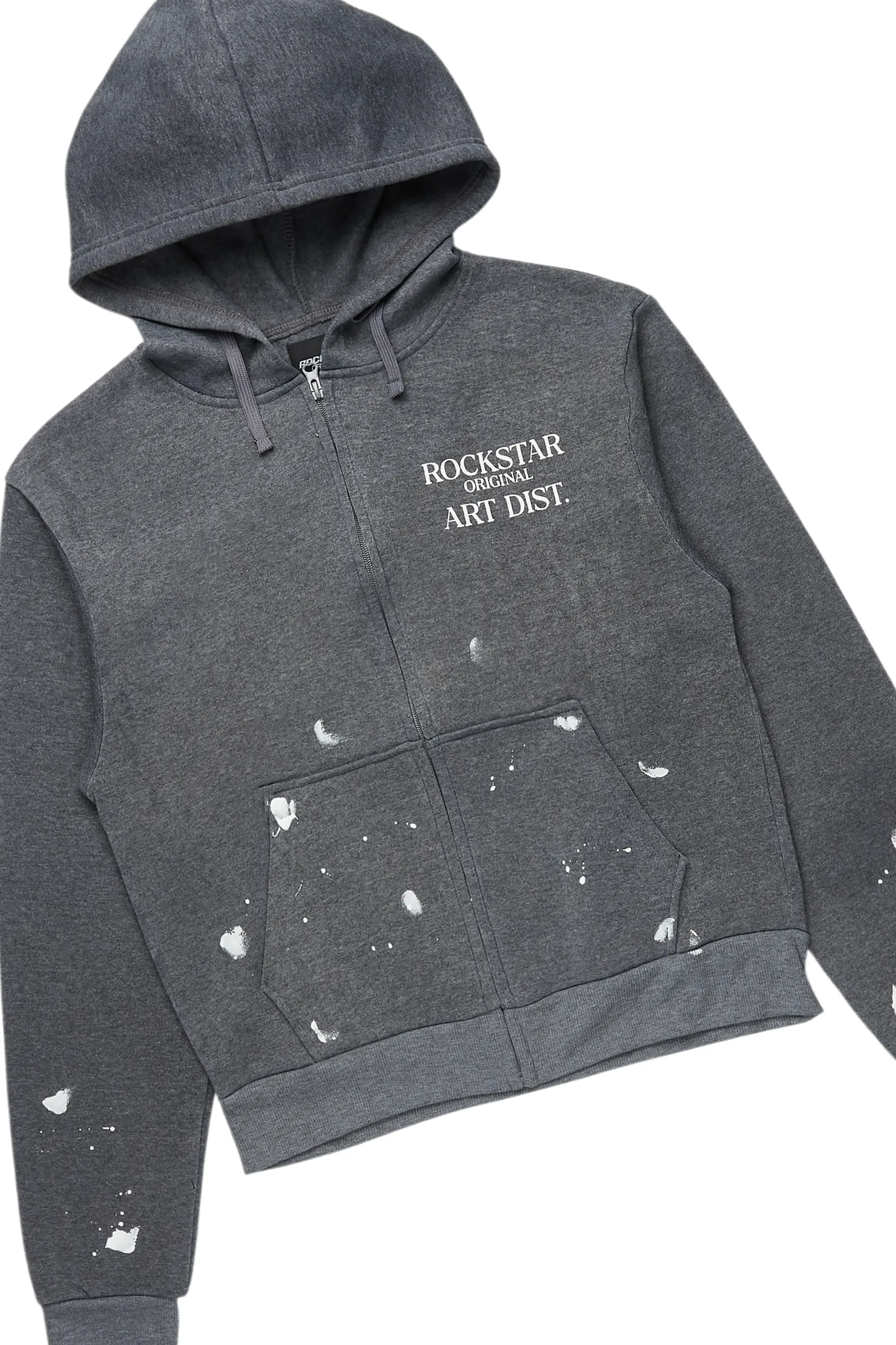 Tanazia Heather Grey Zip Up Super Stacked Trackset - Image 6