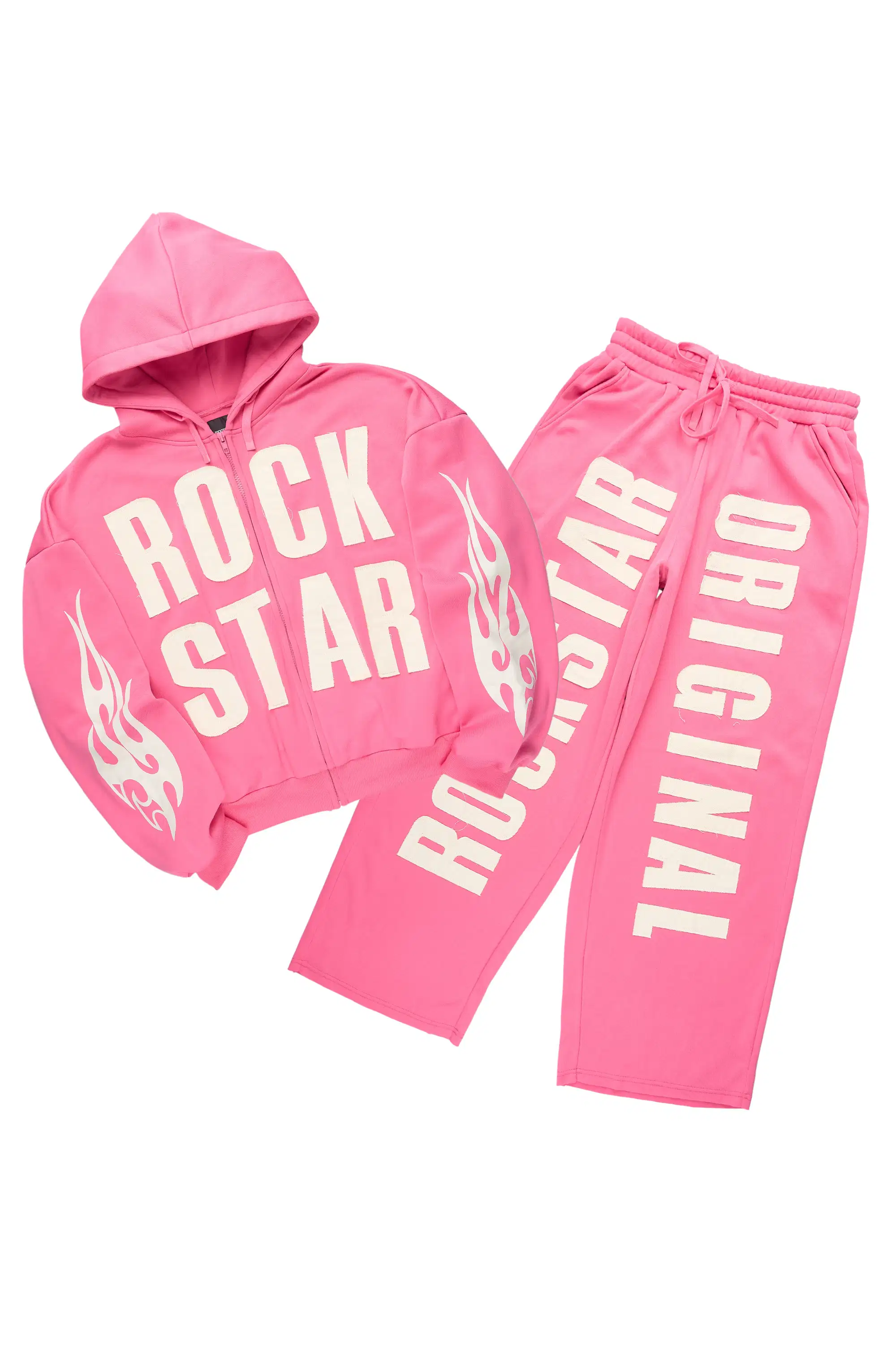 Ashira Hot Pink Baggy Fit Zip Up Track Set - Image 3