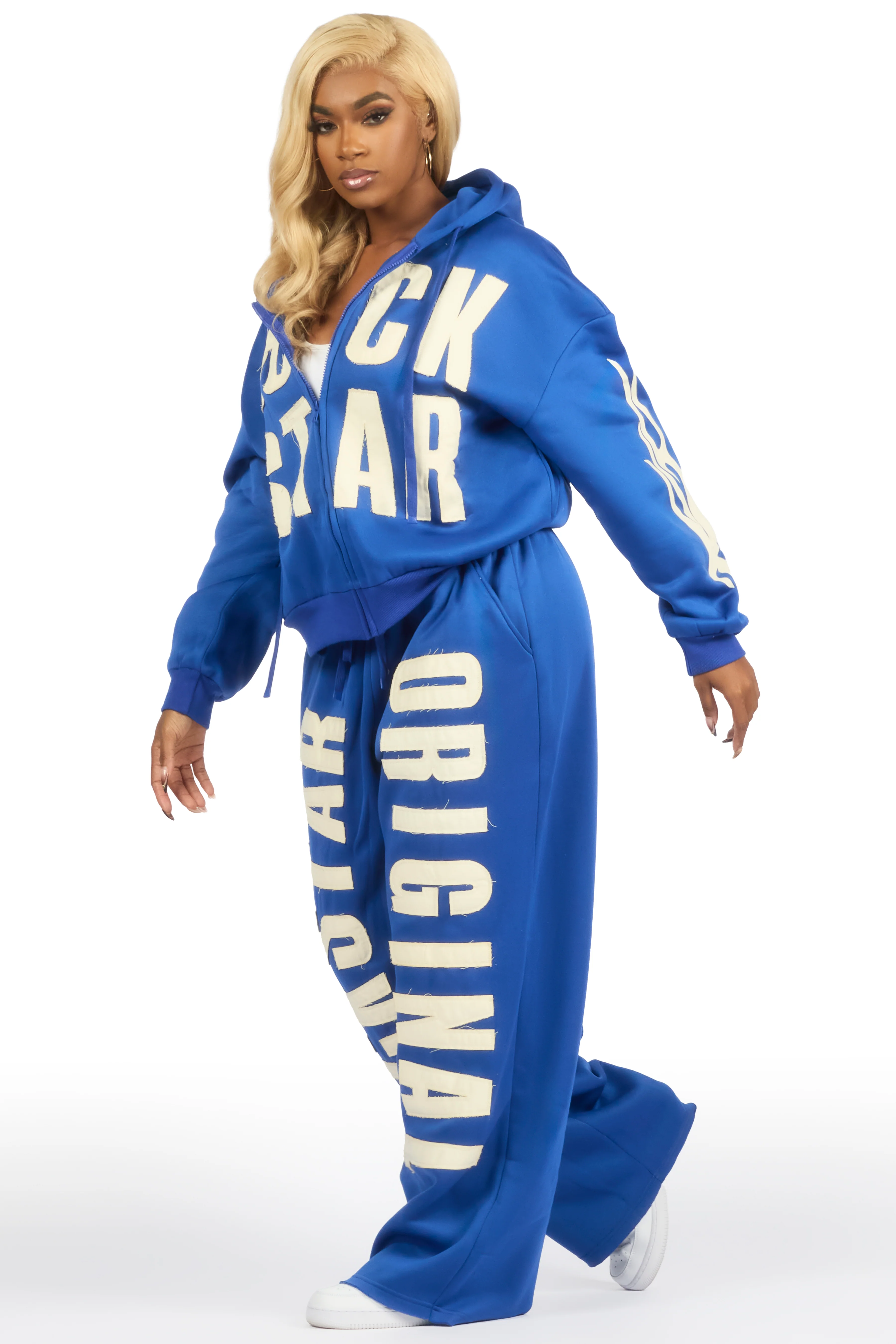 Ashira Royal Blue Baggy Fit Zip Up Track Set - Image 5