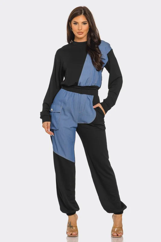 Shandi Black/Denim Lounge Track Set