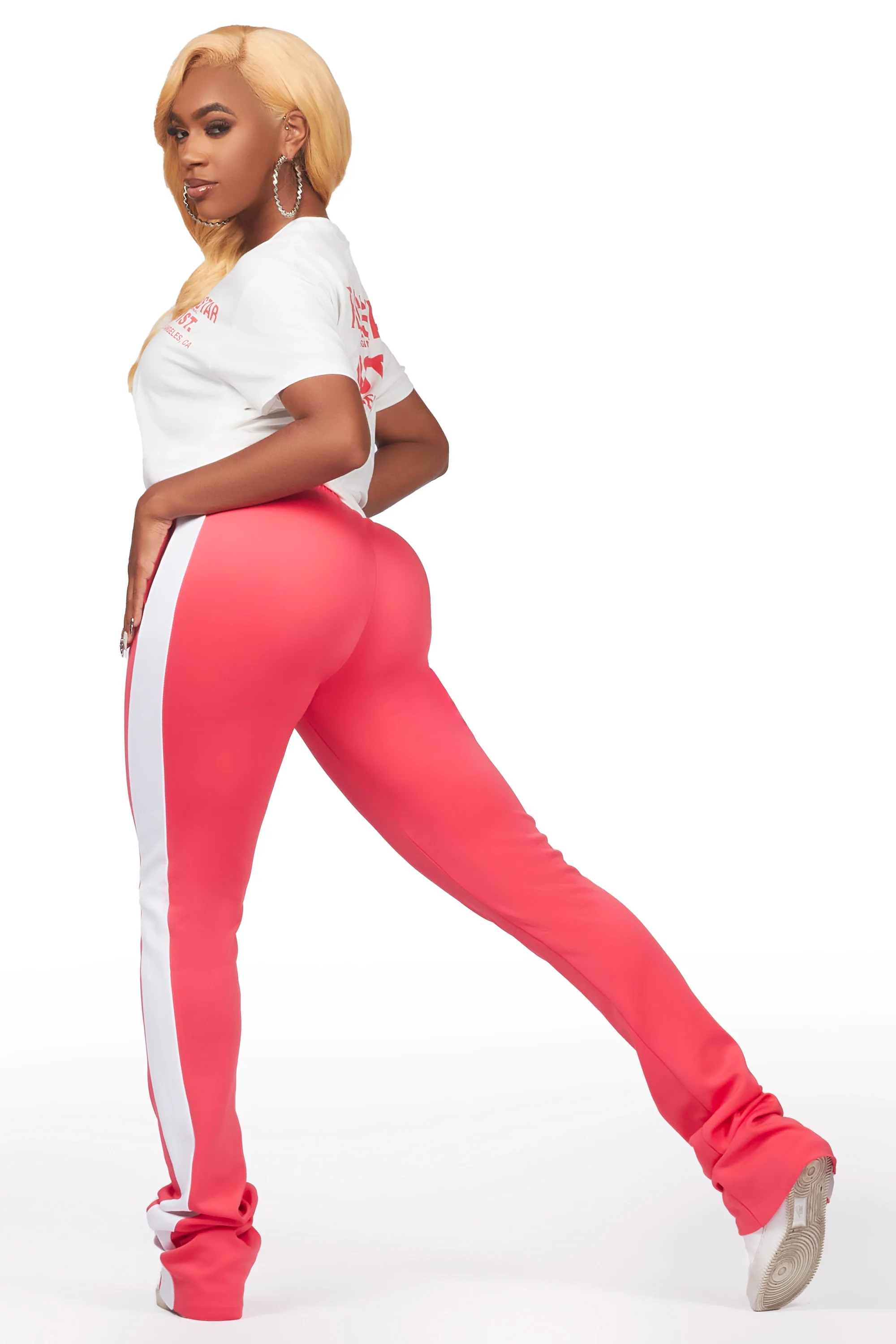 Atlanty White/Hot Pink T-Shirt Trackset - Image 5