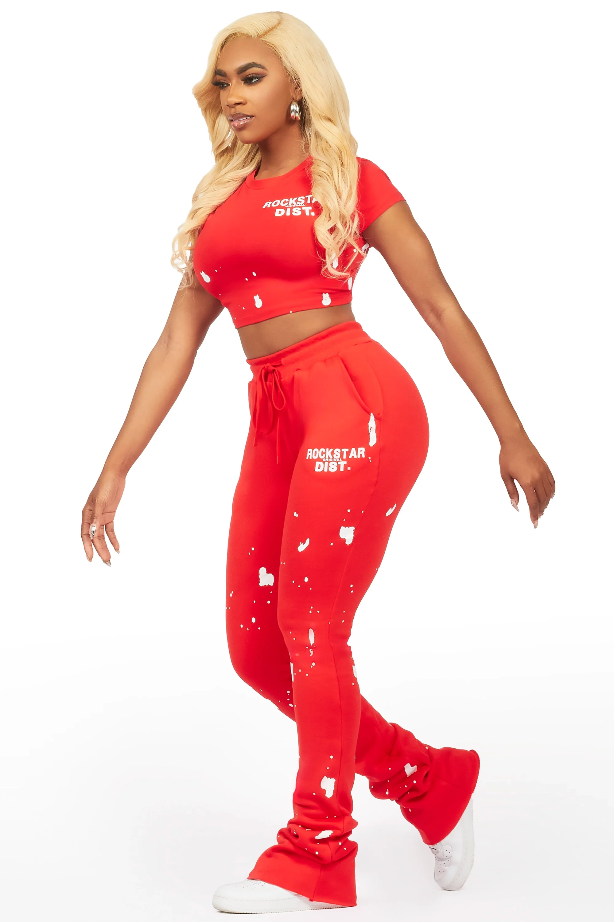 Kristina Red T-Shirt Super Stacked Trackset - Image 4