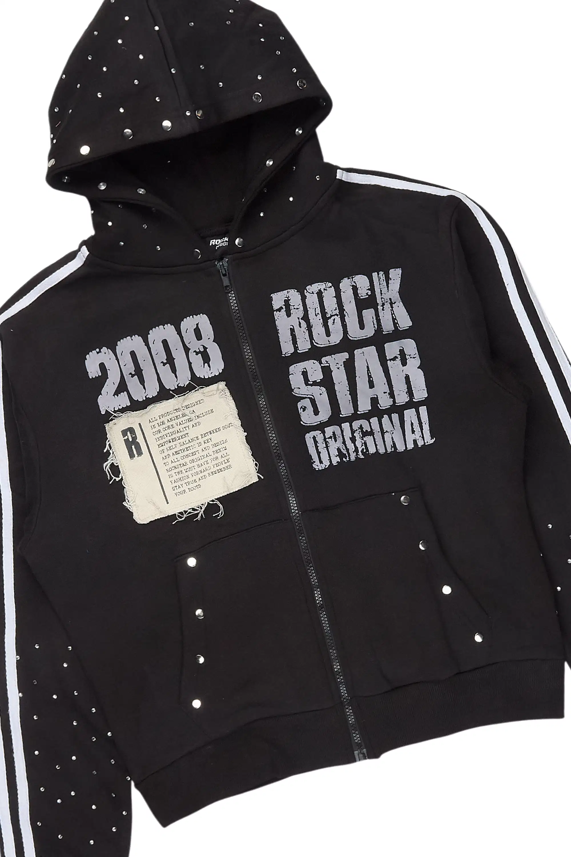 Dontrella Black Rhinestone Zip Up Stacked Trackset - Image 2