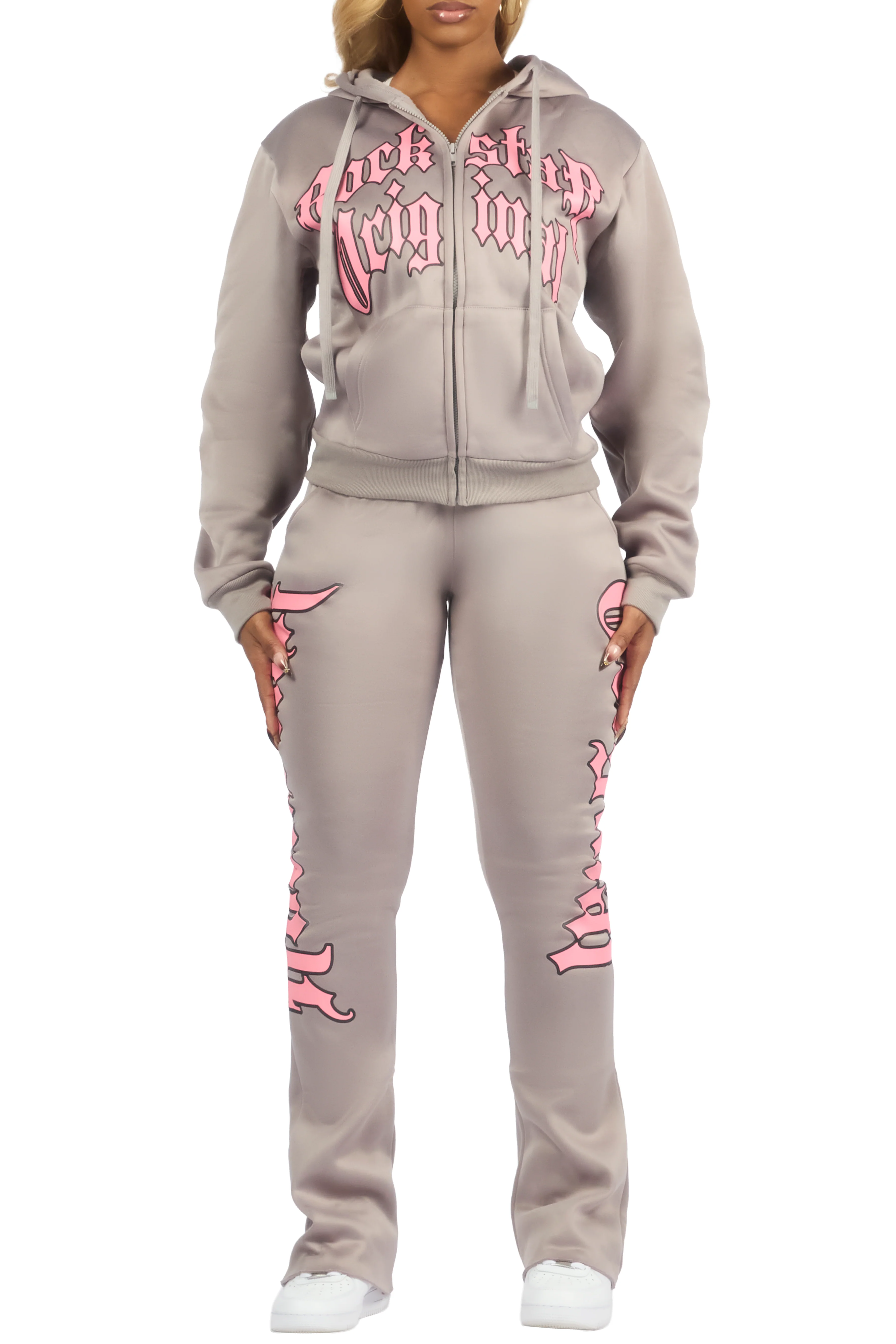 Annamarie Grey Zip Up Stacked Track Set - Image 6