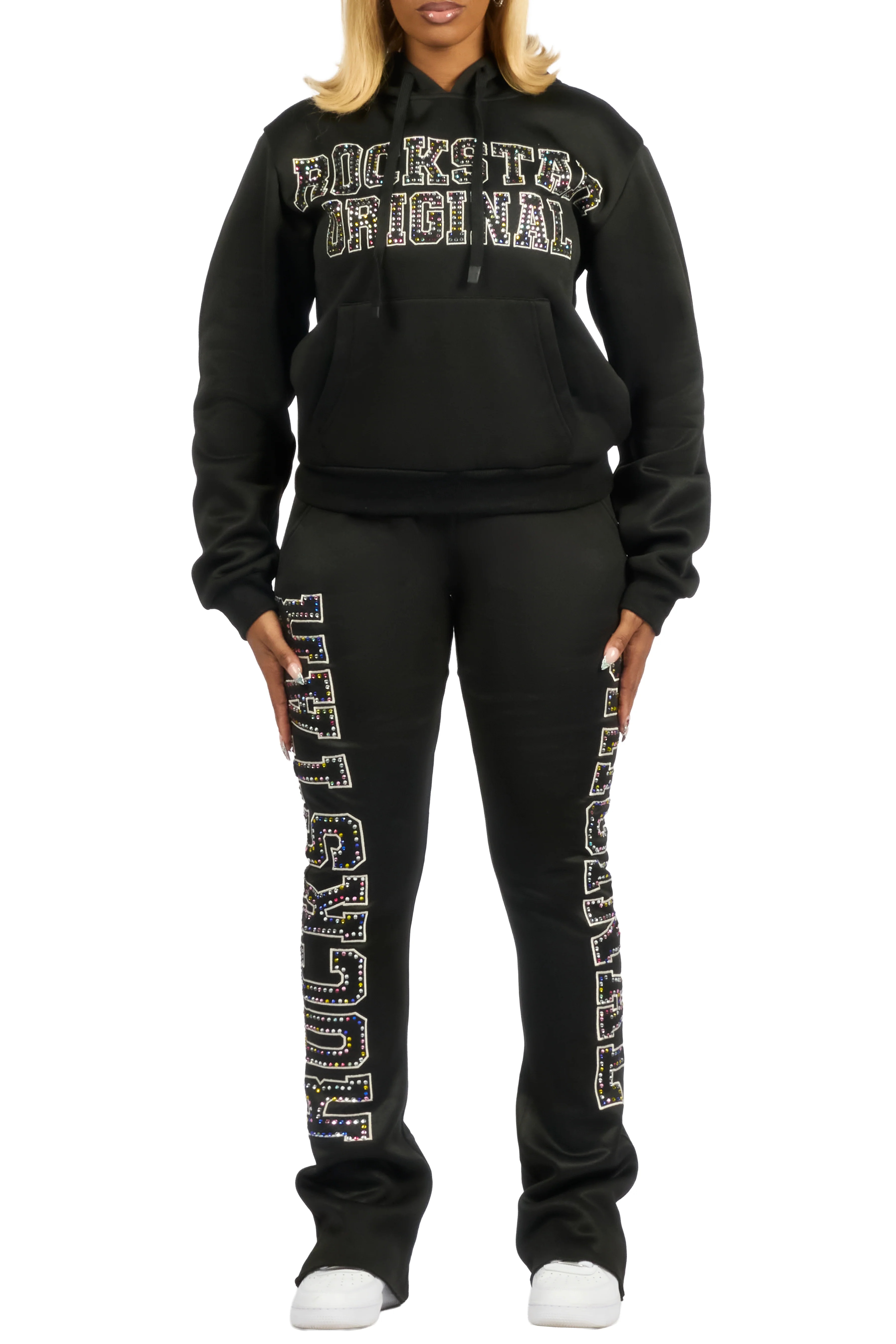 Quianna Black Rhinestone Stacked Track Set - Image 10