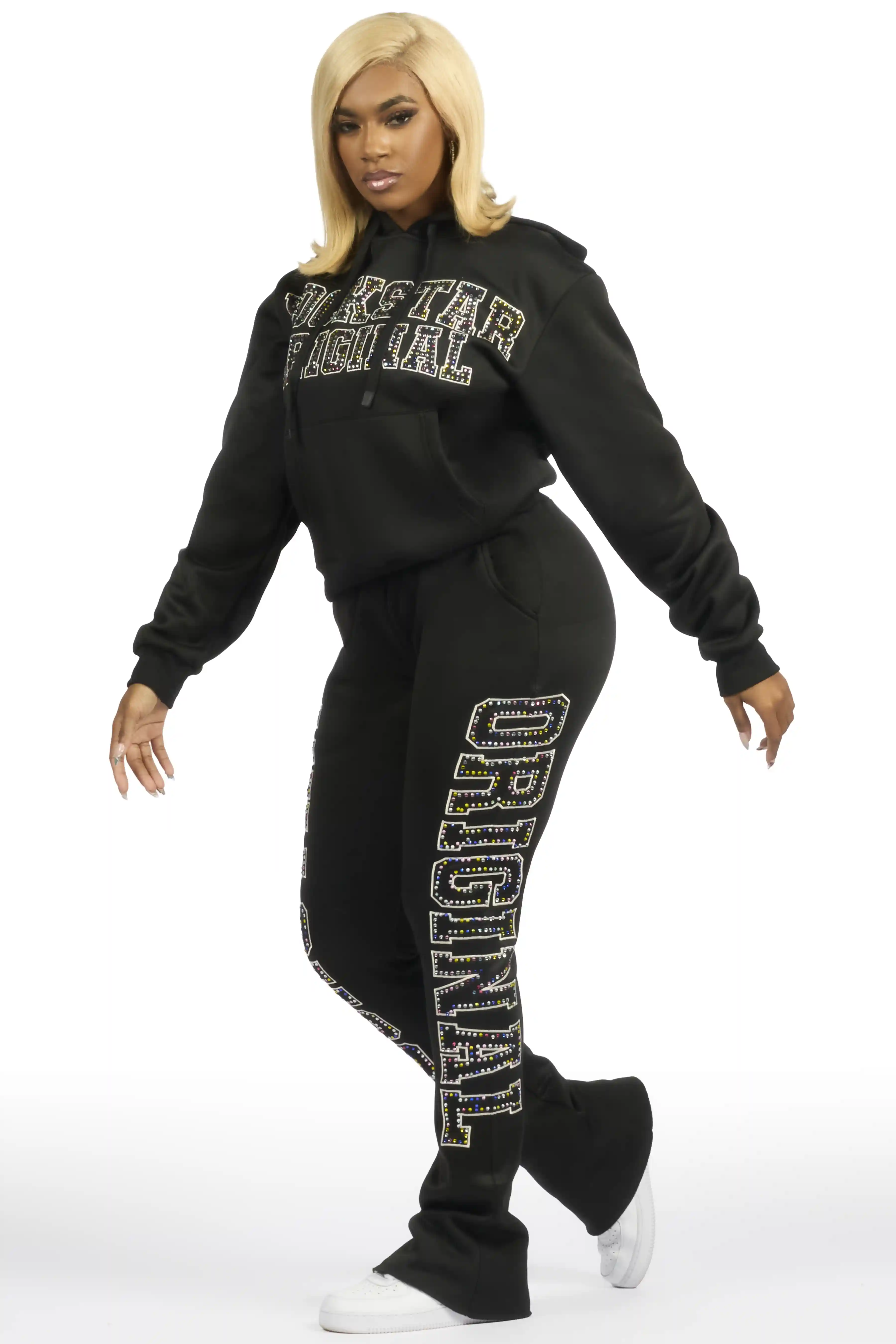 Quianna Black Rhinestone Stacked Track Set - Image 5