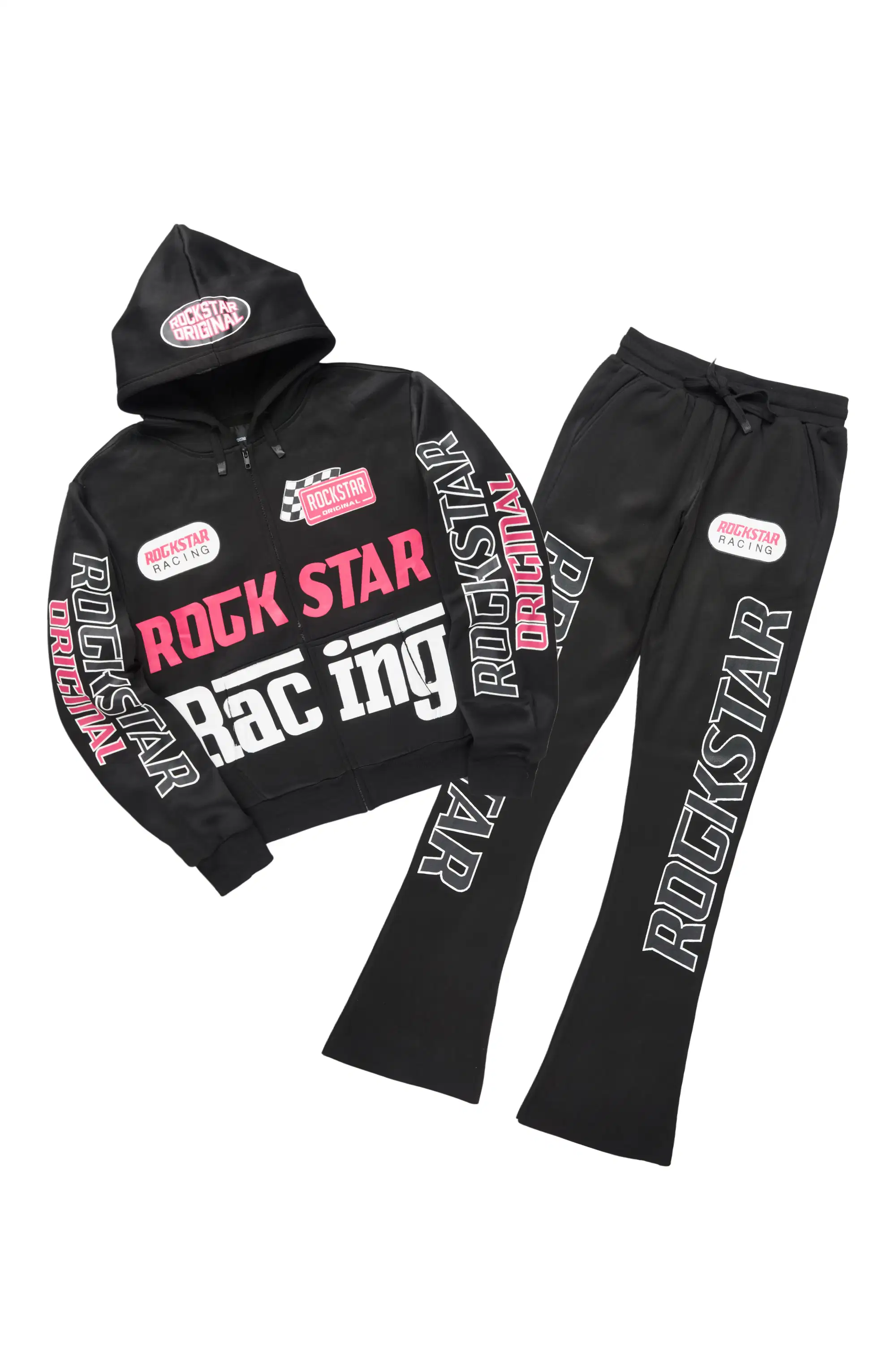 Tarie Black Zip Up Super Stacked Track Set - Image 3