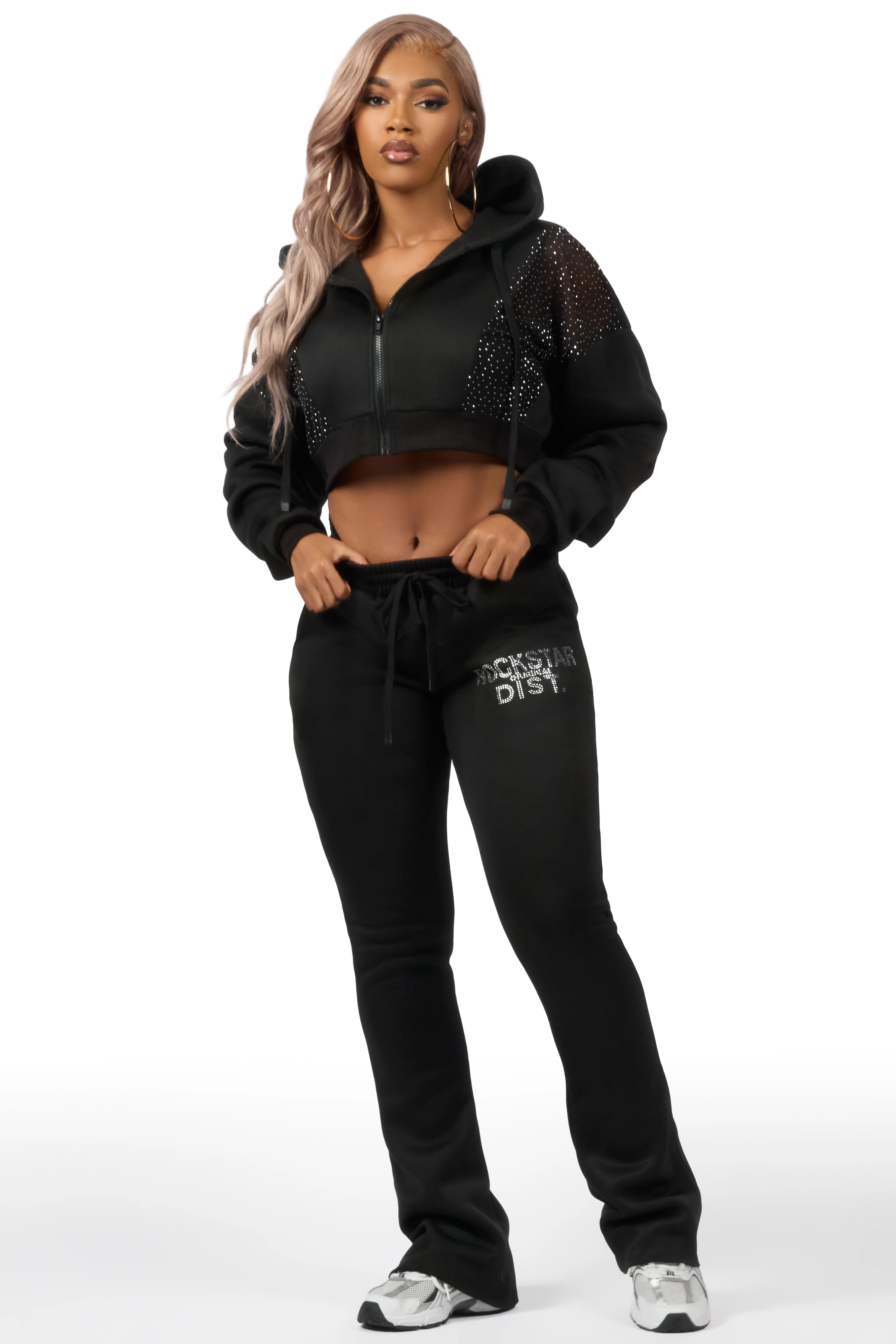 Sheila Black Rhinestone Stacked Flare Track Set - Image 6