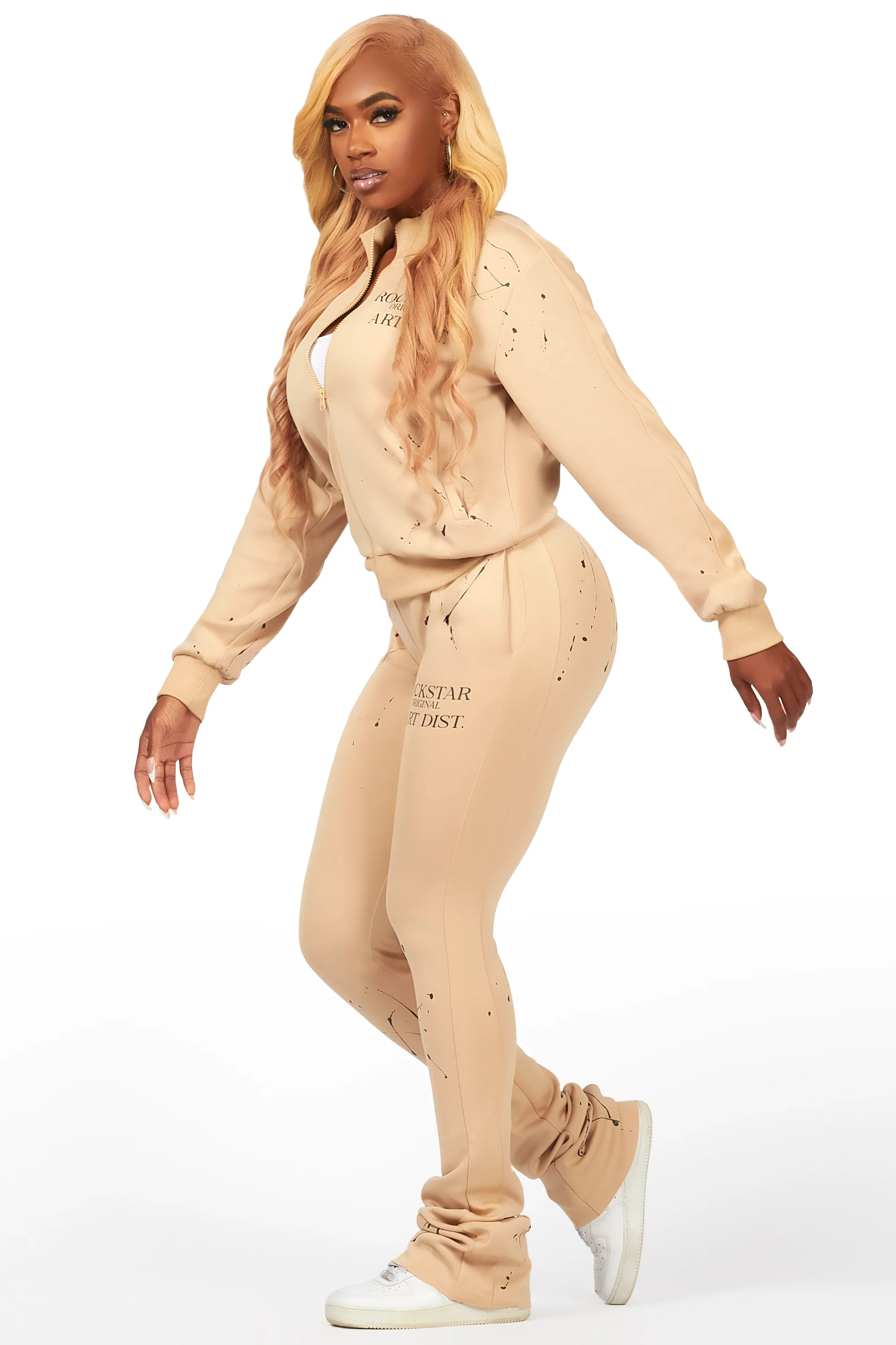 Joelle 2.0 Tan Drippy Tricot Super Stacked Trackset - Image 2