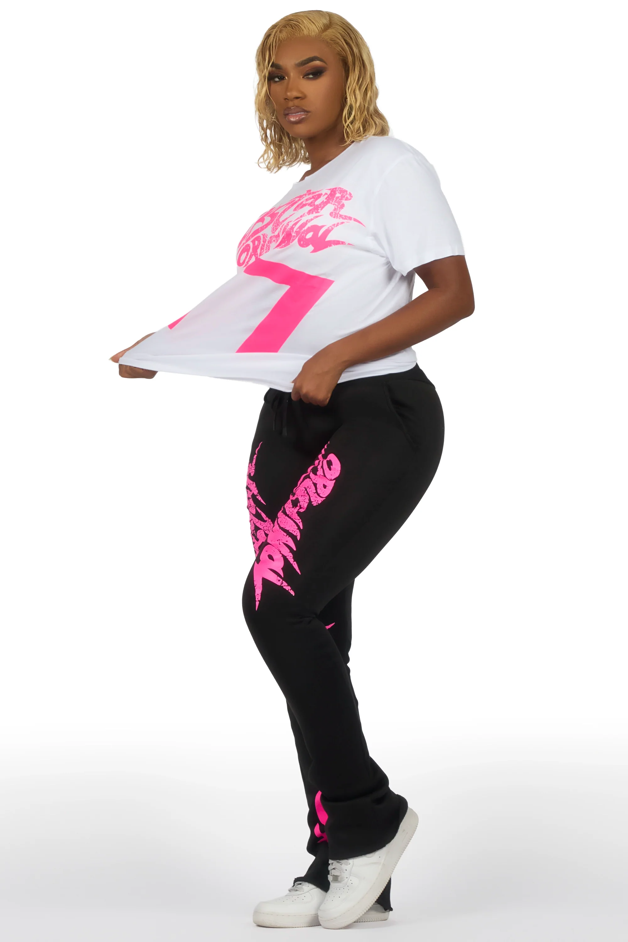Tayonna White/Black T-Shirt Trackset - Image 3