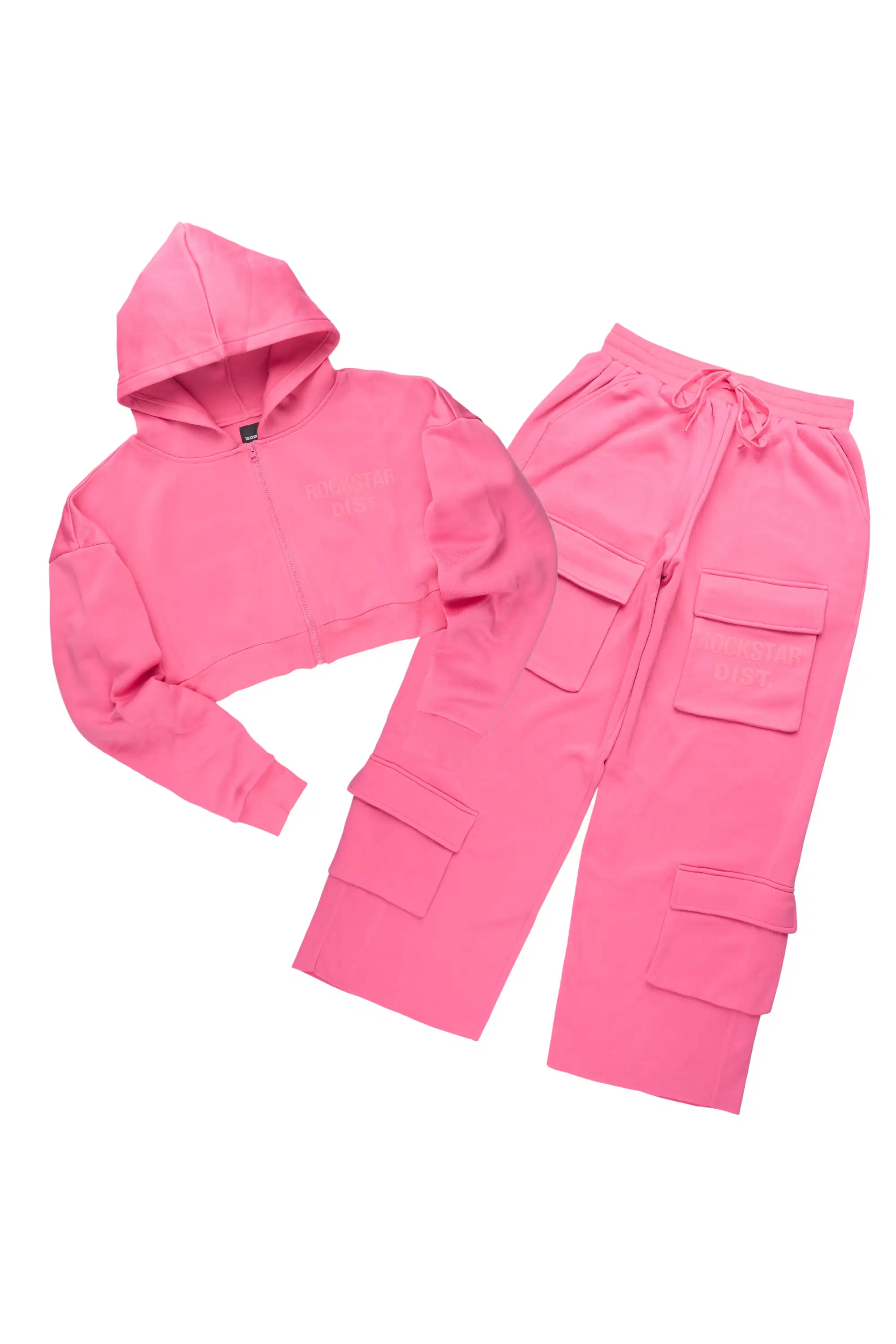 Mauricia Pink Crop Baggy Track Set - Image 4