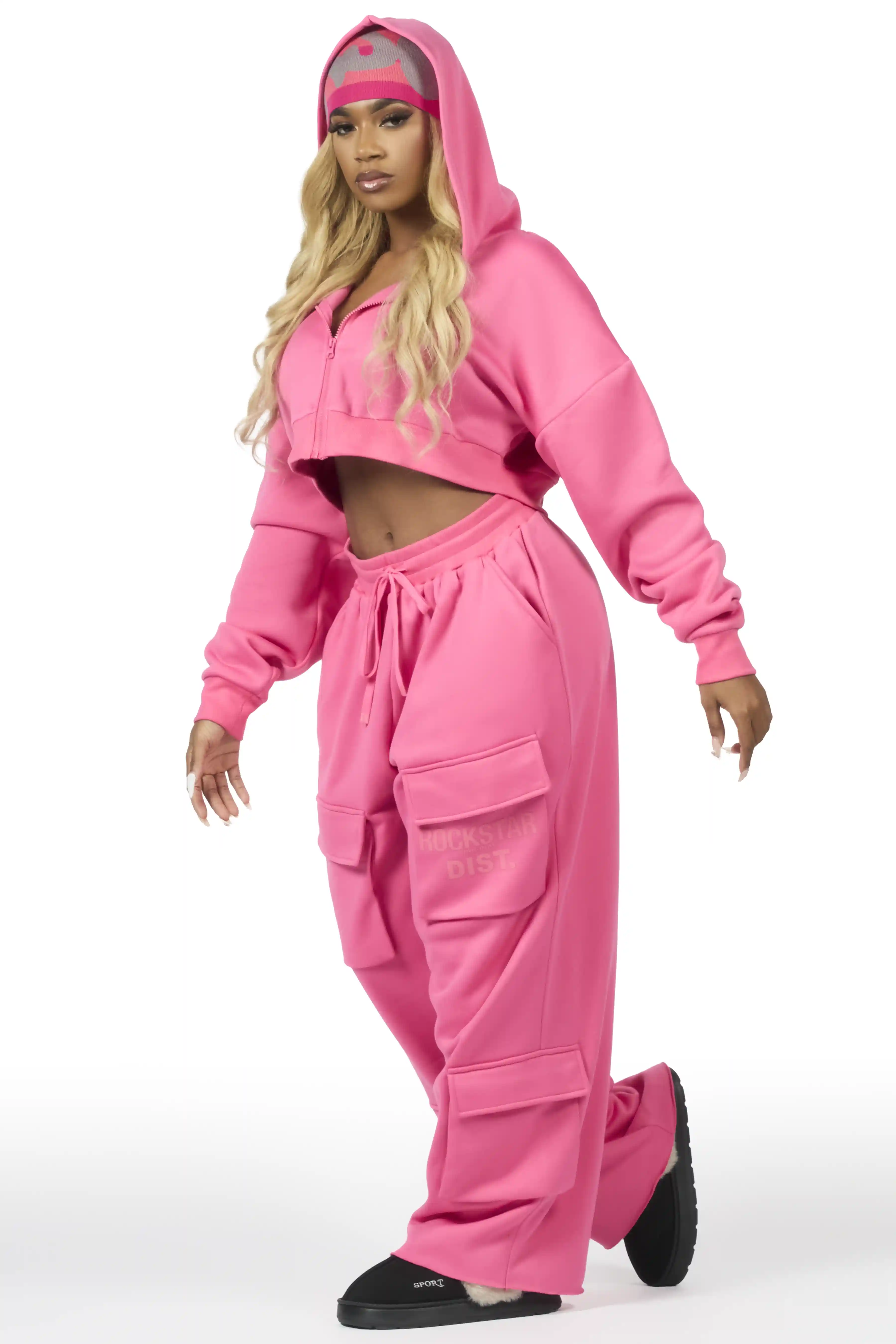 Mauricia Pink Crop Baggy Track Set - Image 7