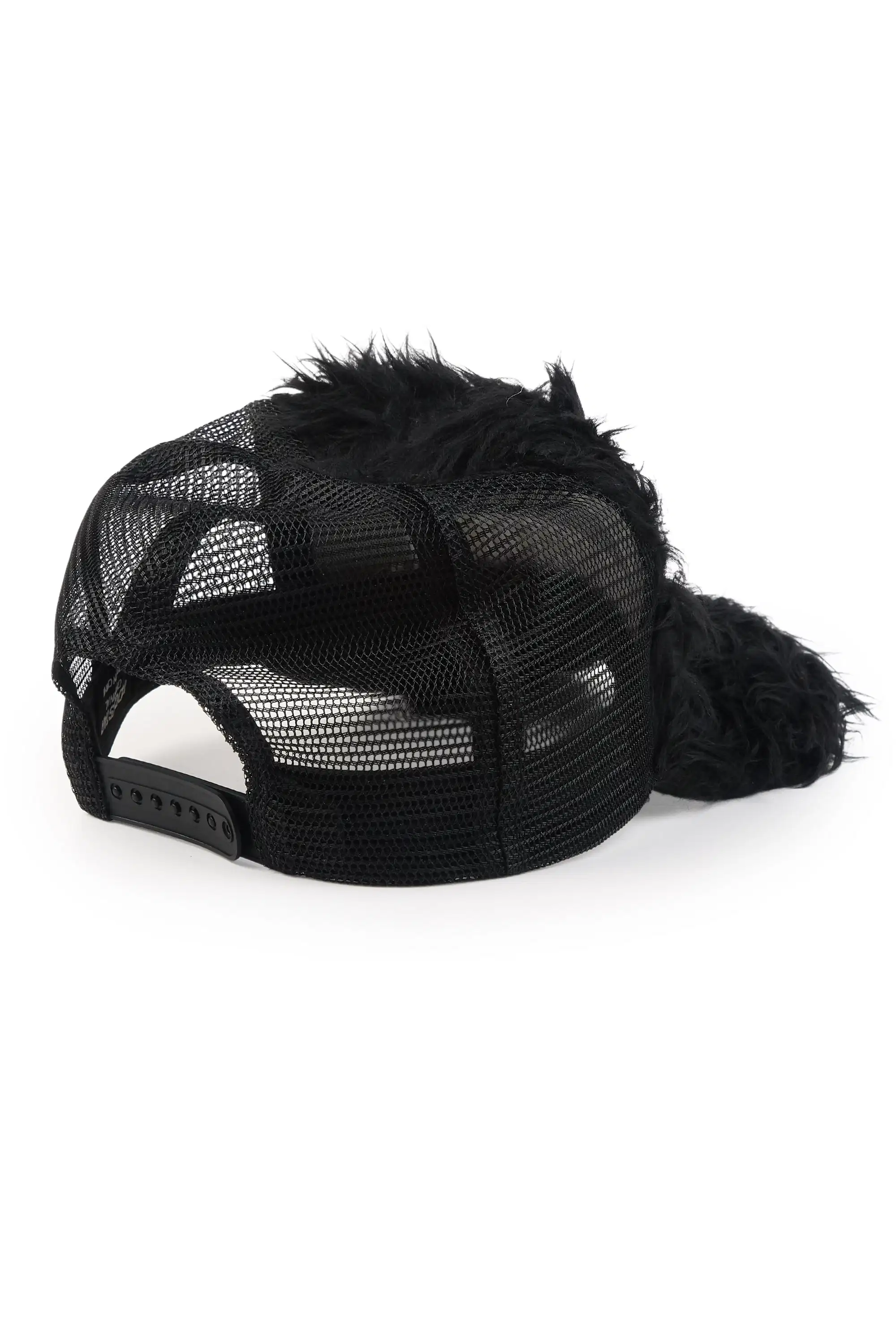 Donnesha Black Shaggy Fur Trucker Hat - Image 3
