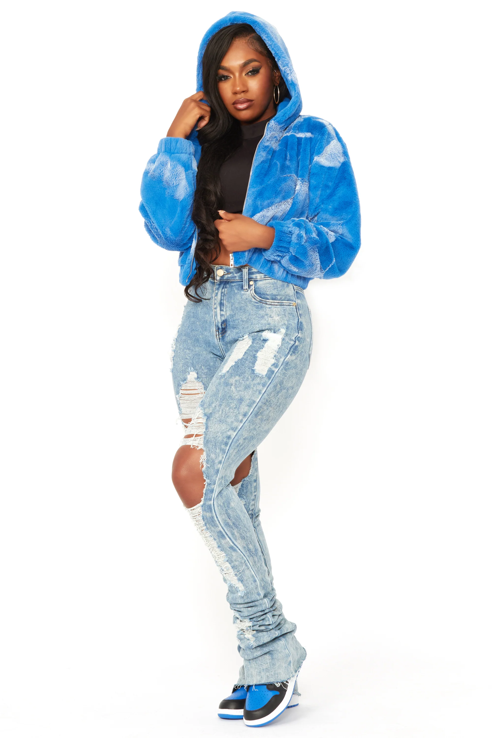 Charise Blue Fur Jacket - Image 7