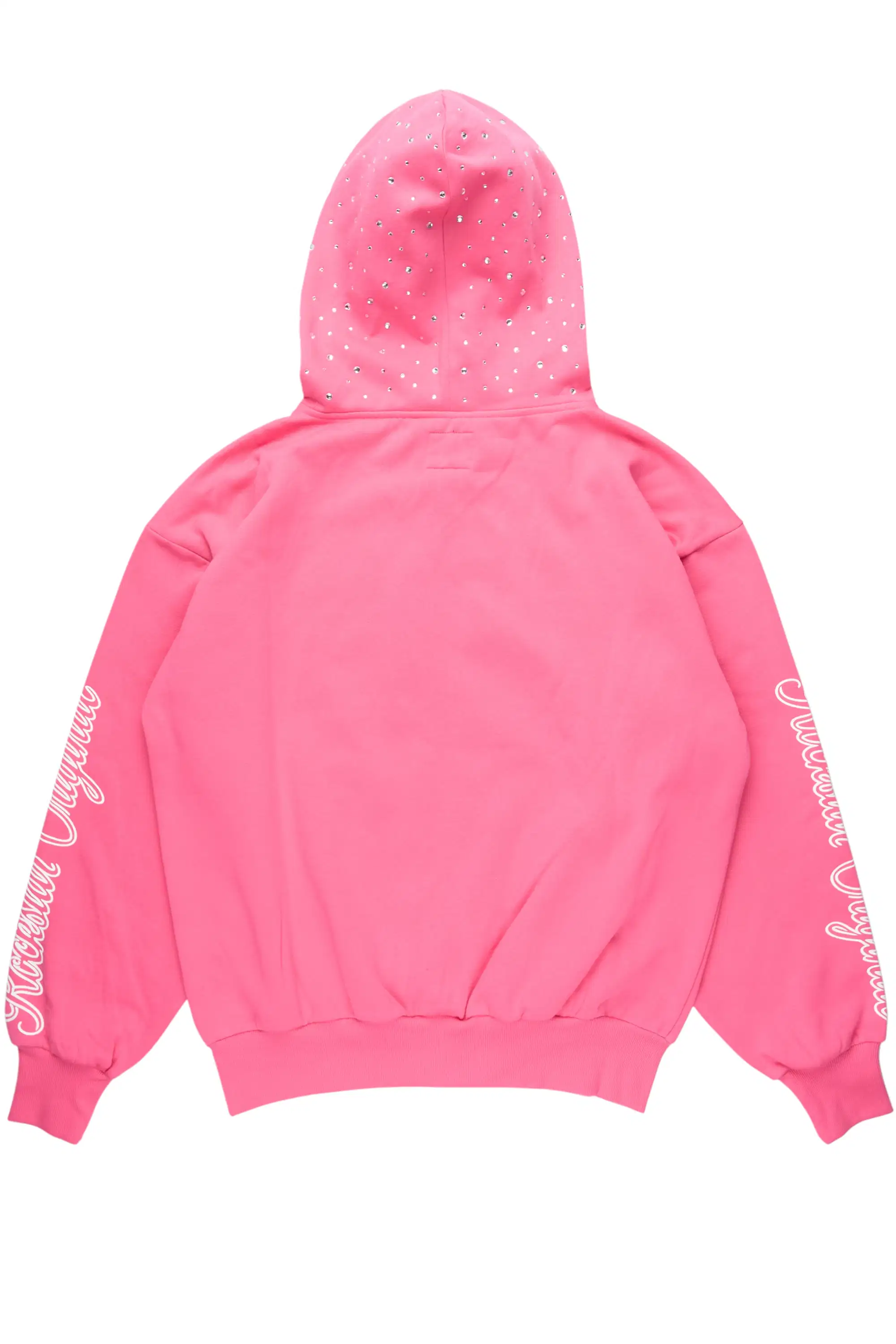 Alvina Pink Rhinestone Zip Up Hoodie - Image 7
