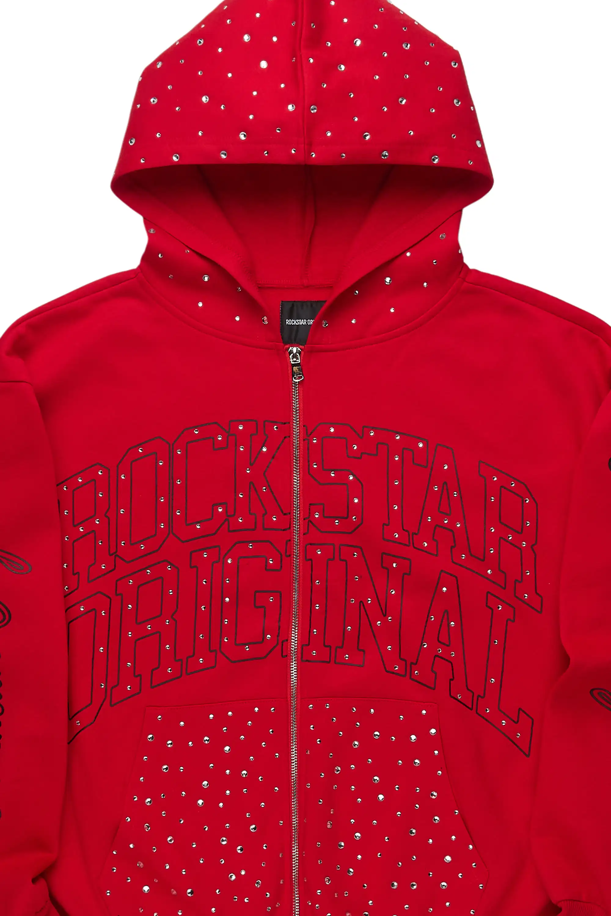 Alvina Red Rhinestone Zip Up Hoodie - Image 5
