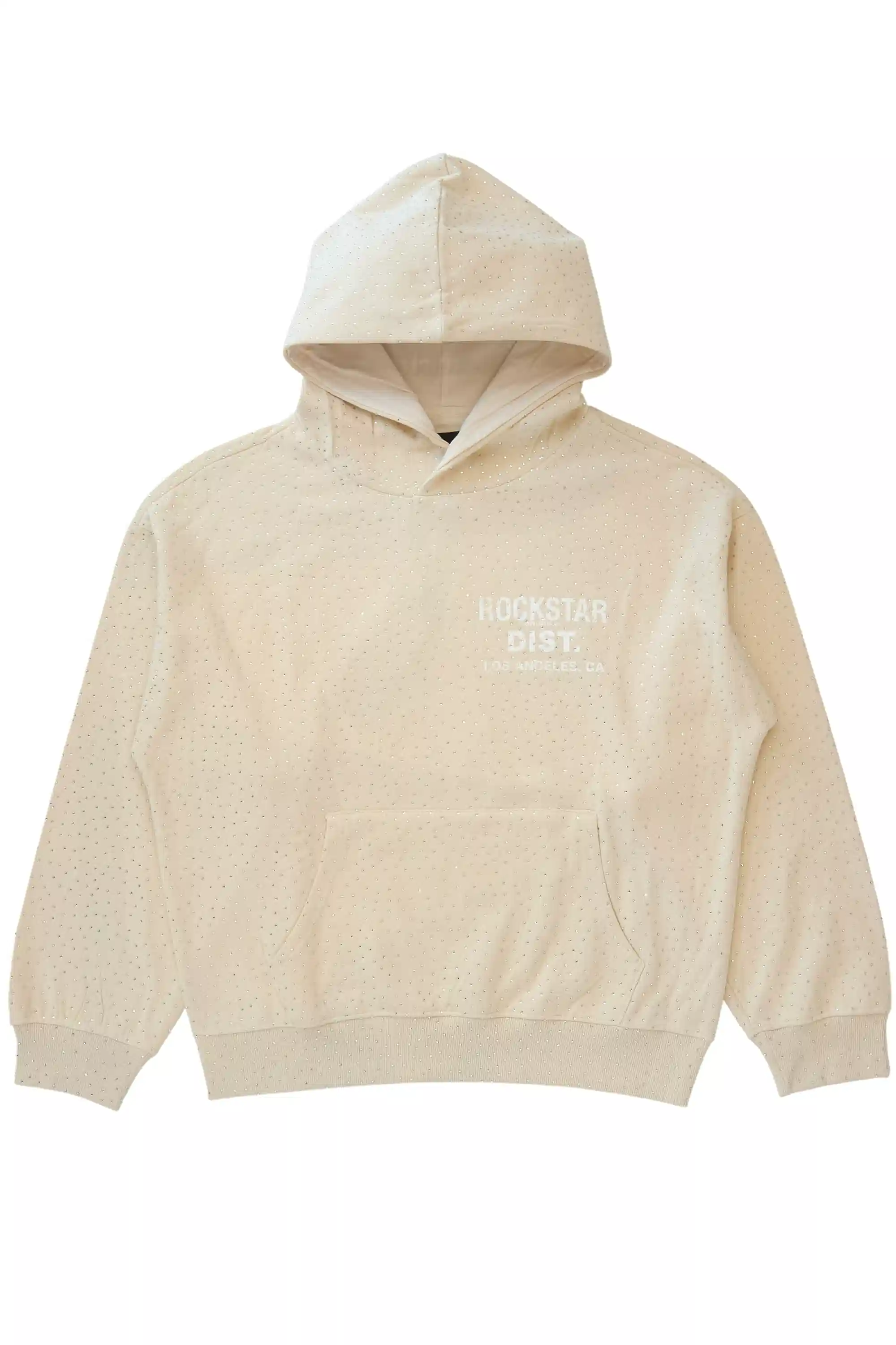 Dalasia Beige Rhinestone Hoodie - Image 4
