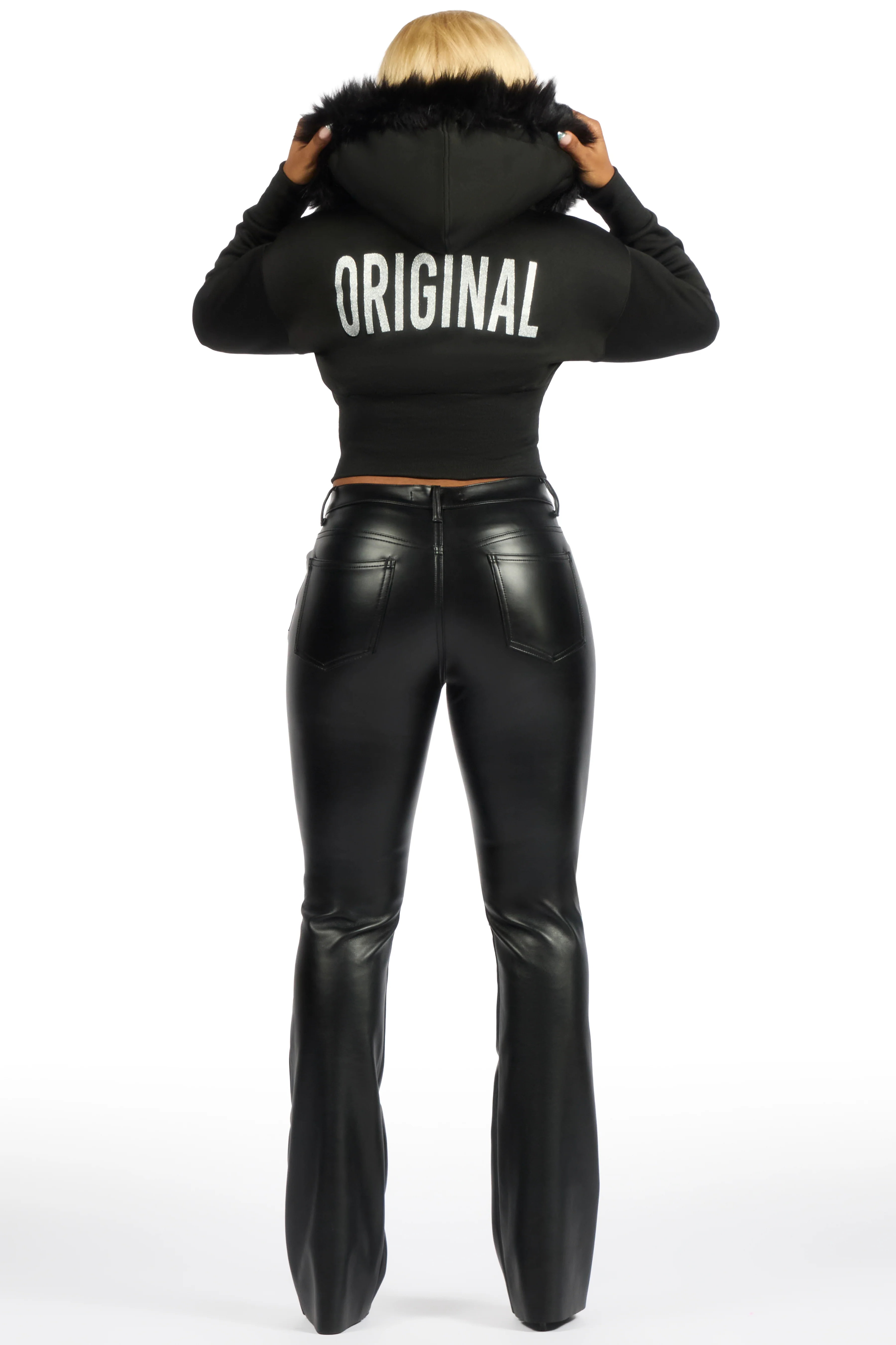 Felecia Black Zip Up Hoodie With Fur Hood - Image 8
