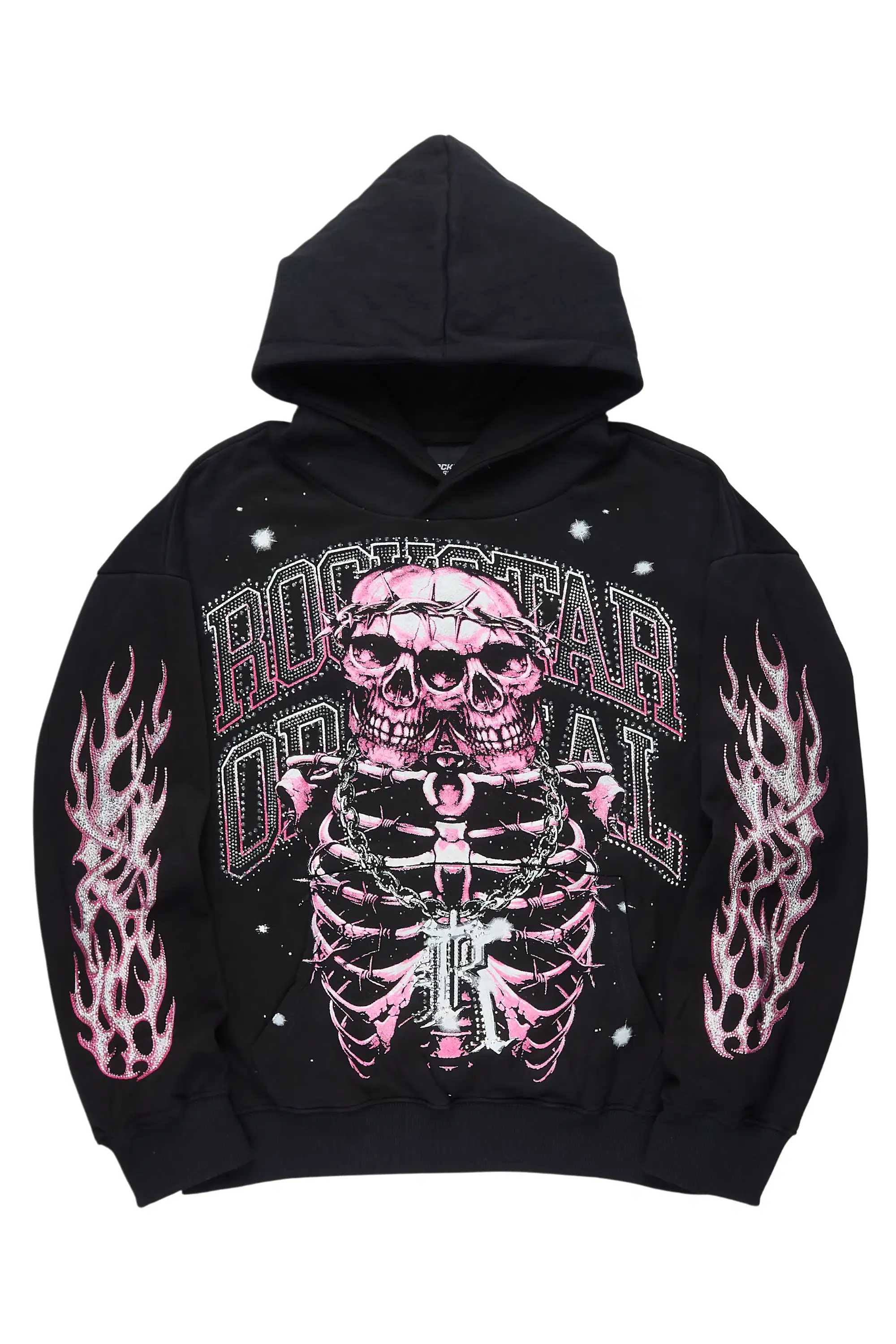 Simone Black/Pink Rhinestone Hoodie - Image 2