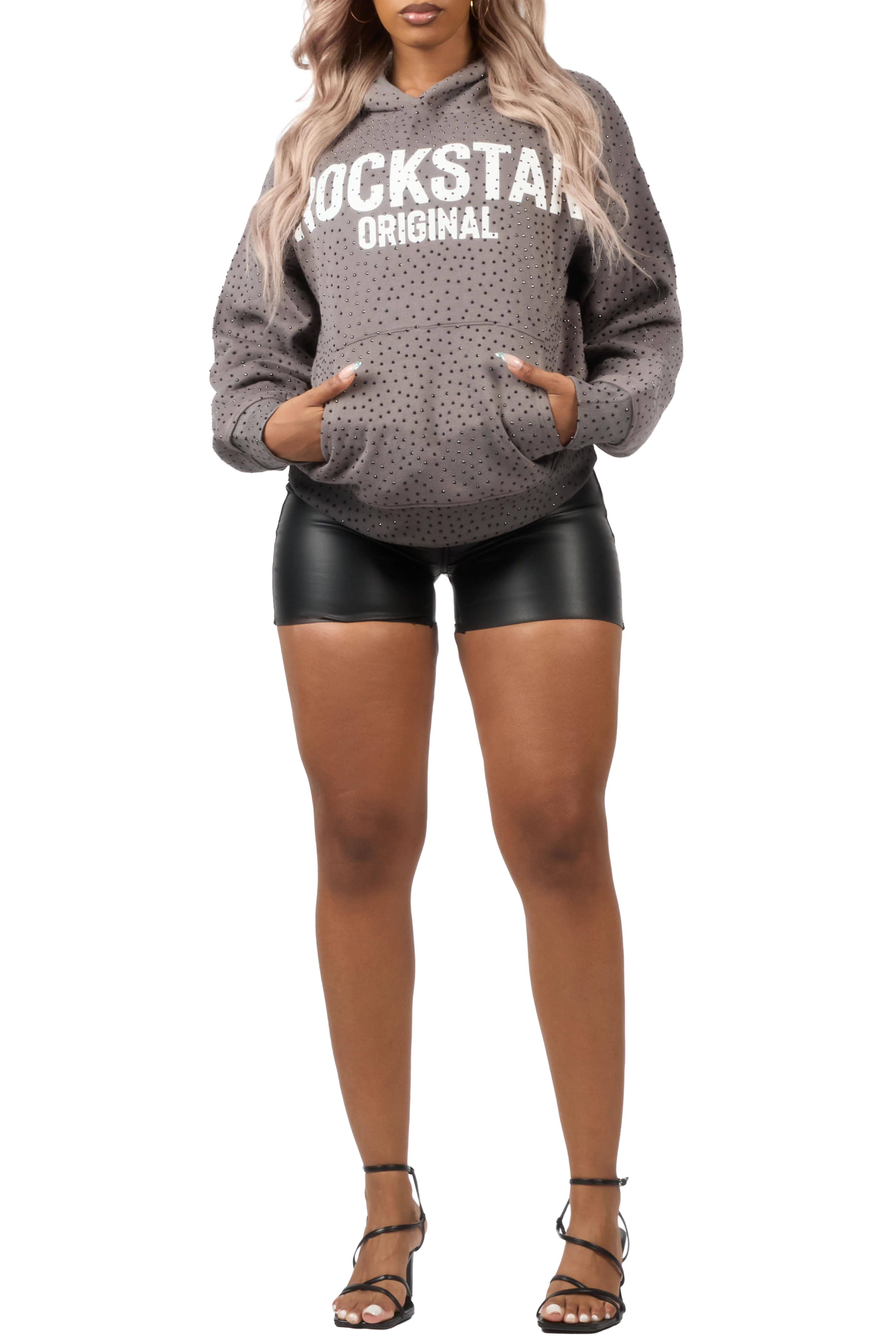 Crystiqa Charcoal/White Rhinestone Hoodie - Image 10