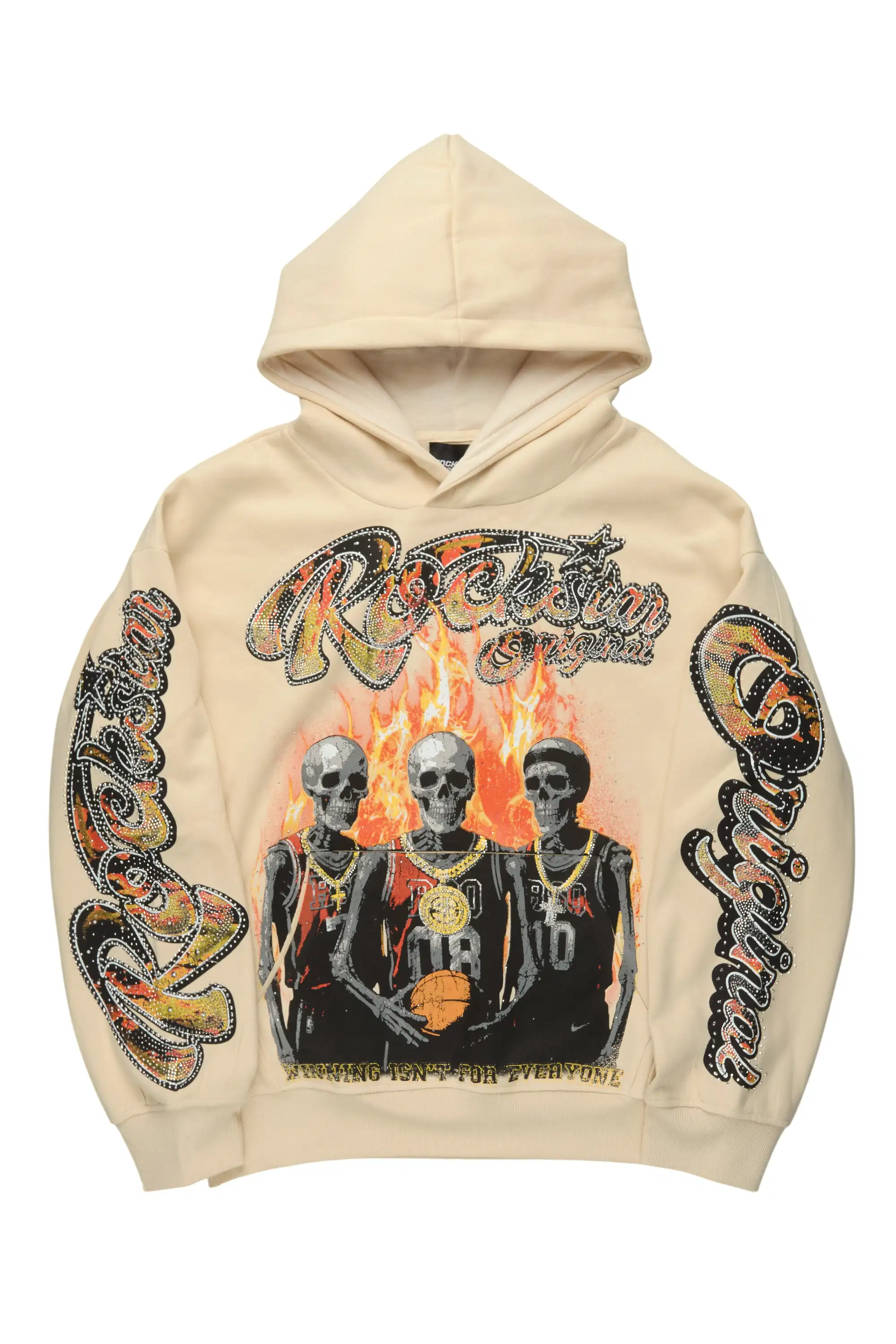 Felicita Beige Rhinestone Hoodie - Image 2
