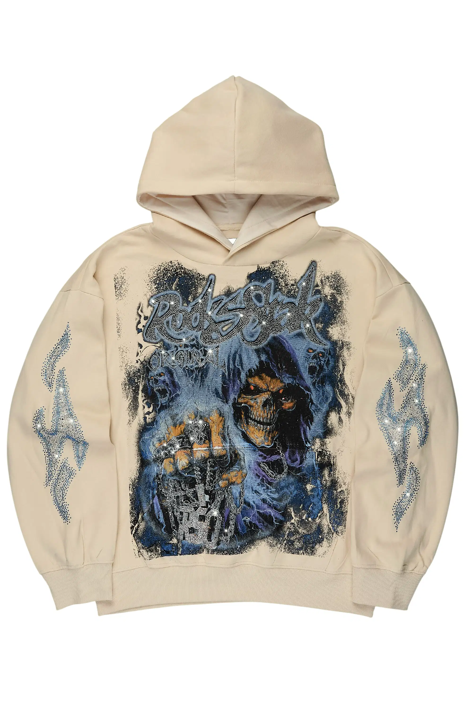 Shaquala Beige Rhinestone Hoodie - Image 2