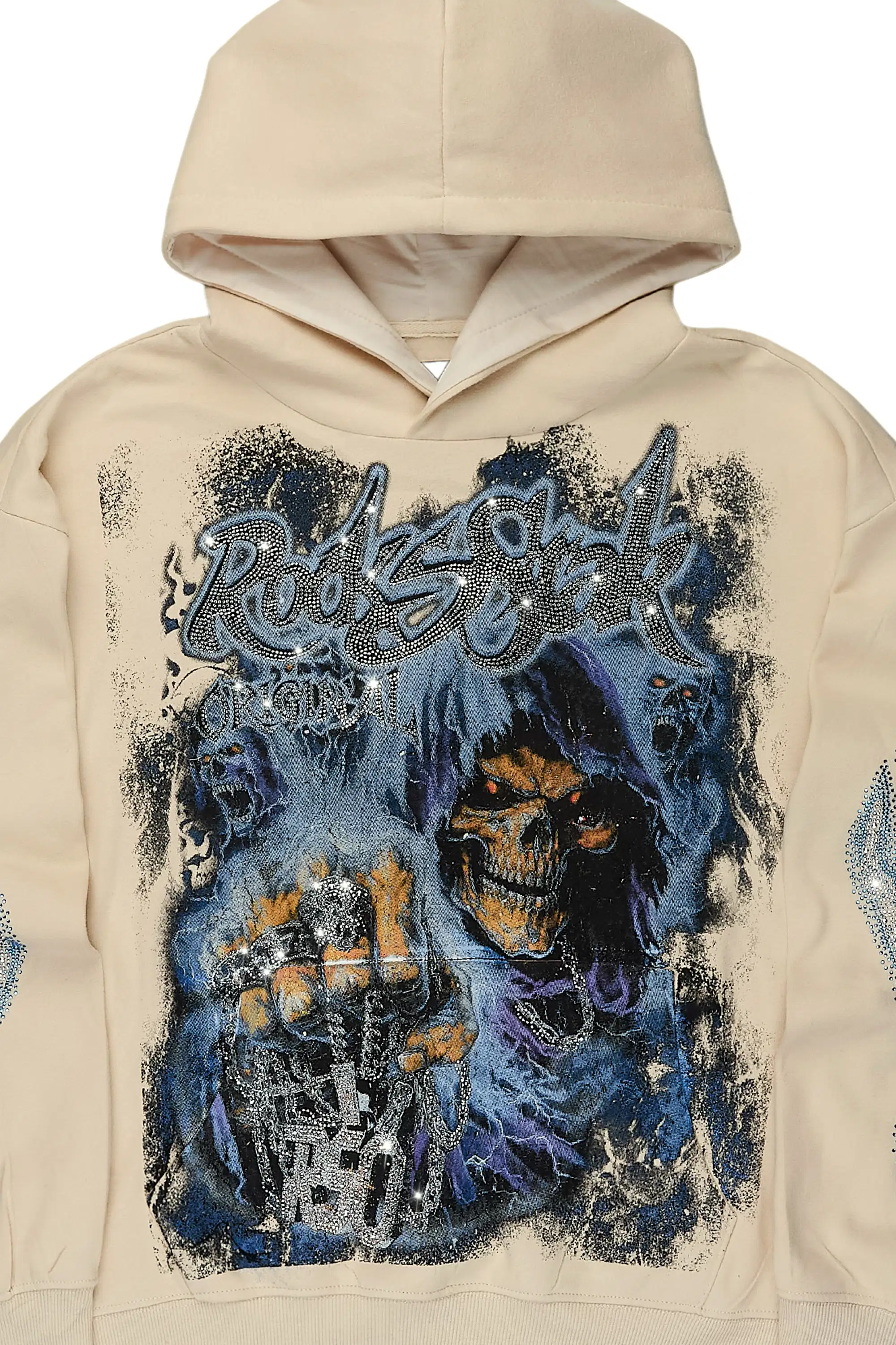 Shaquala Beige Rhinestone Hoodie - Image 5