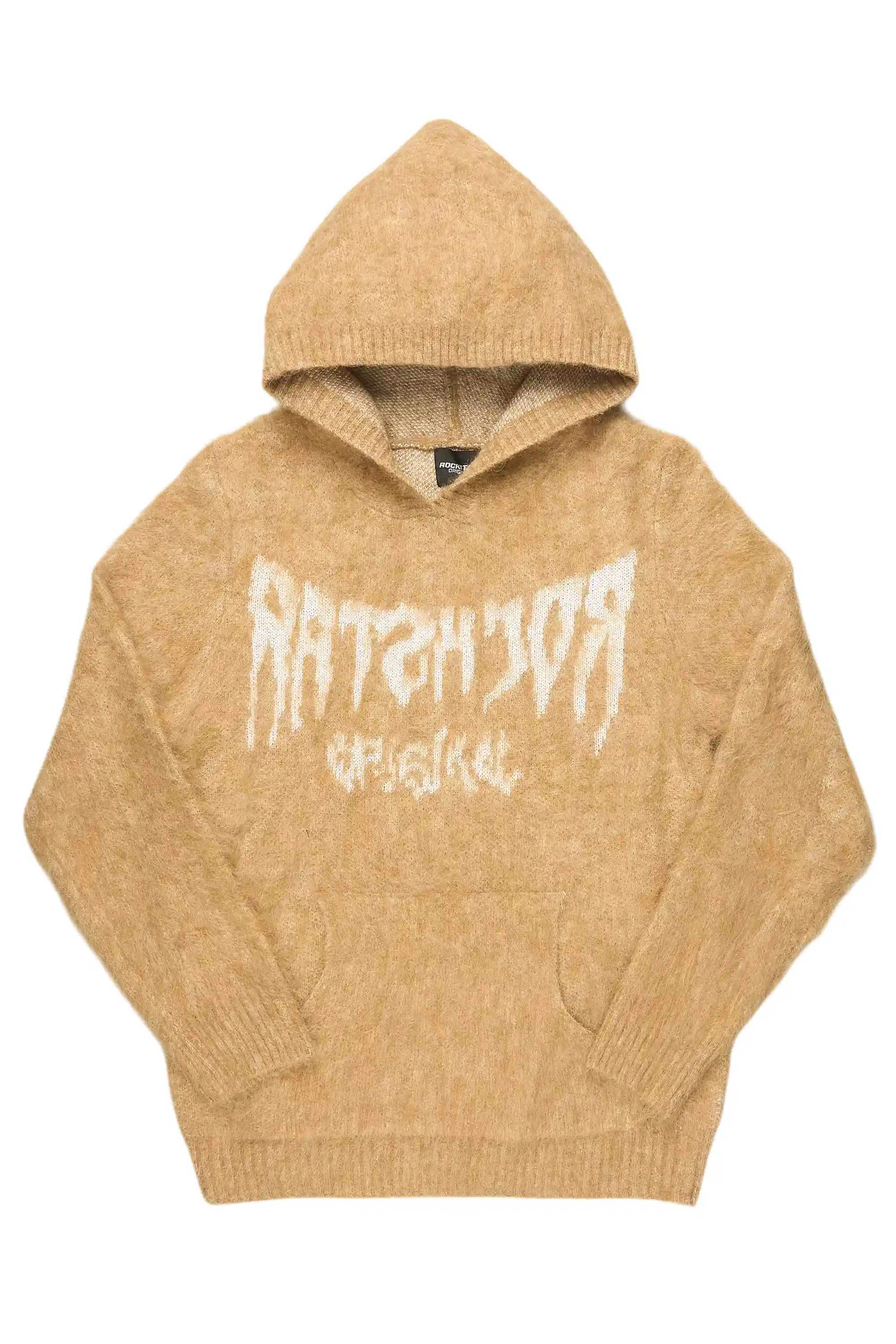 Andreas Beige Reflected Graphic Knitted Hoodie
