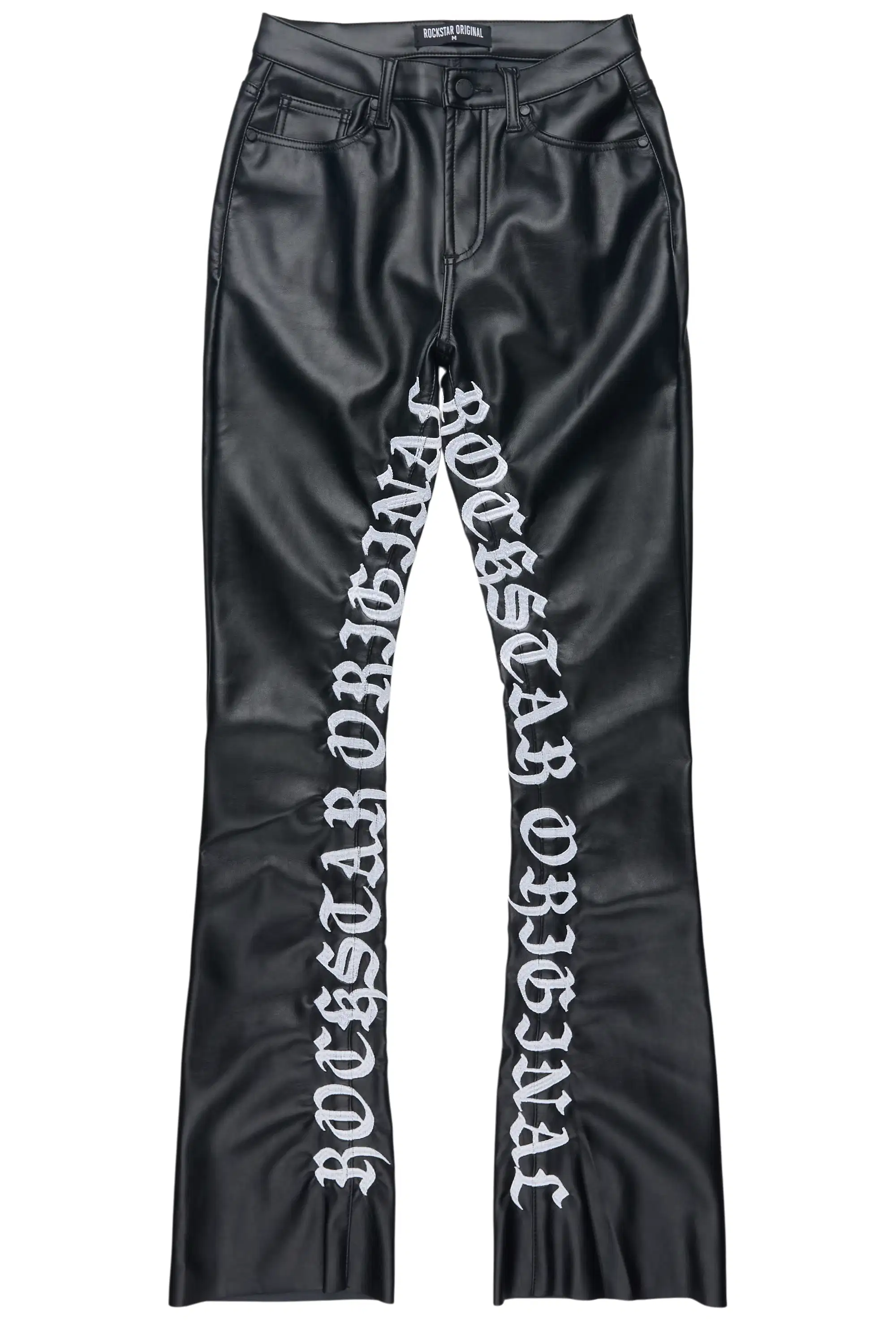Jeericah Black PU Stacked Flare Pant - Image 3