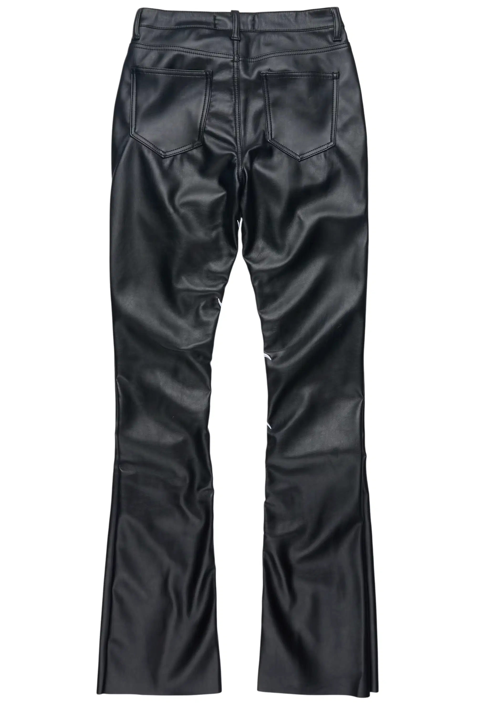 Jeericah Black PU Stacked Flare Pant - Image 6