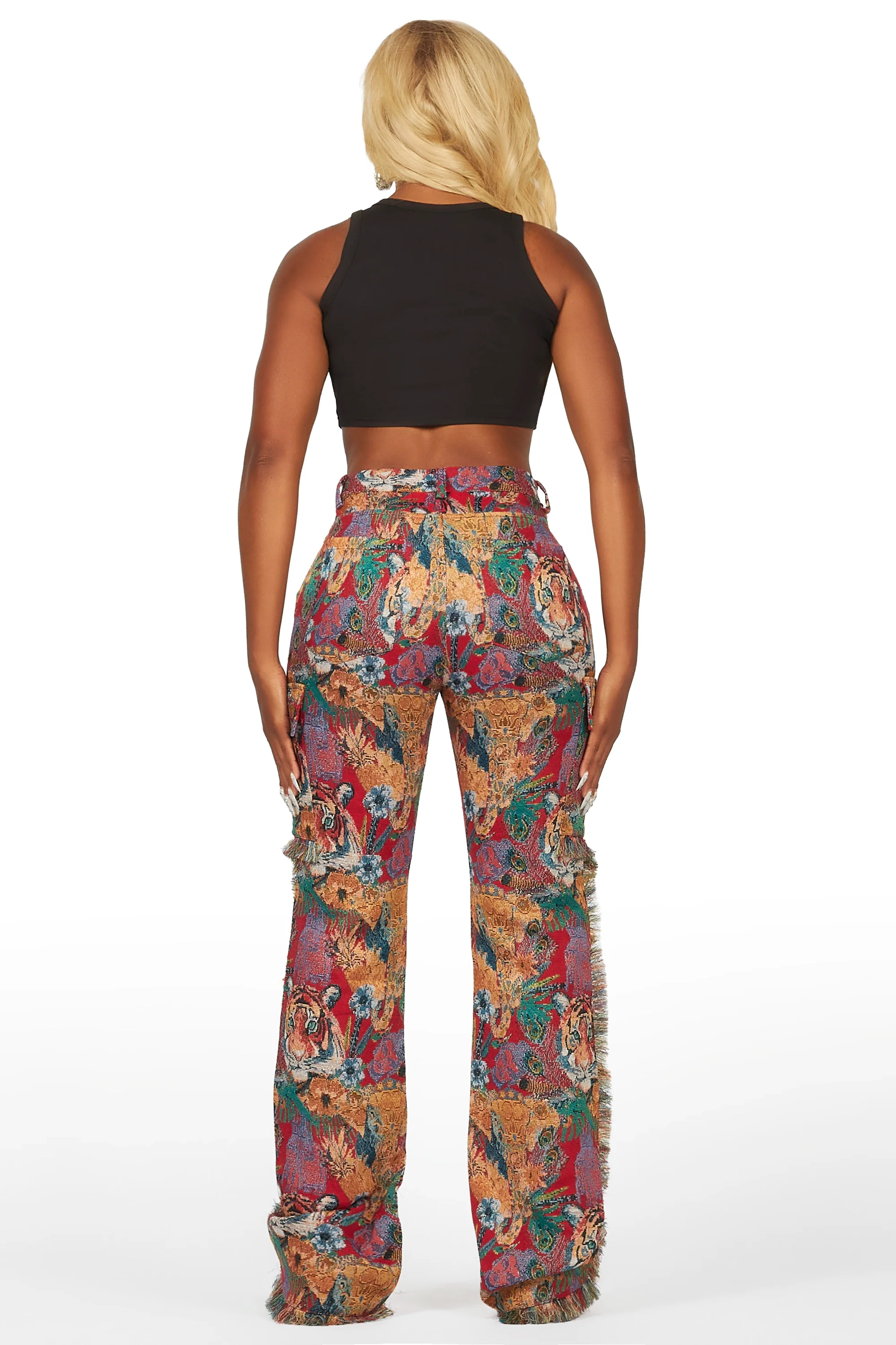 Rena Red Tapestry Stacked Pant - Image 5