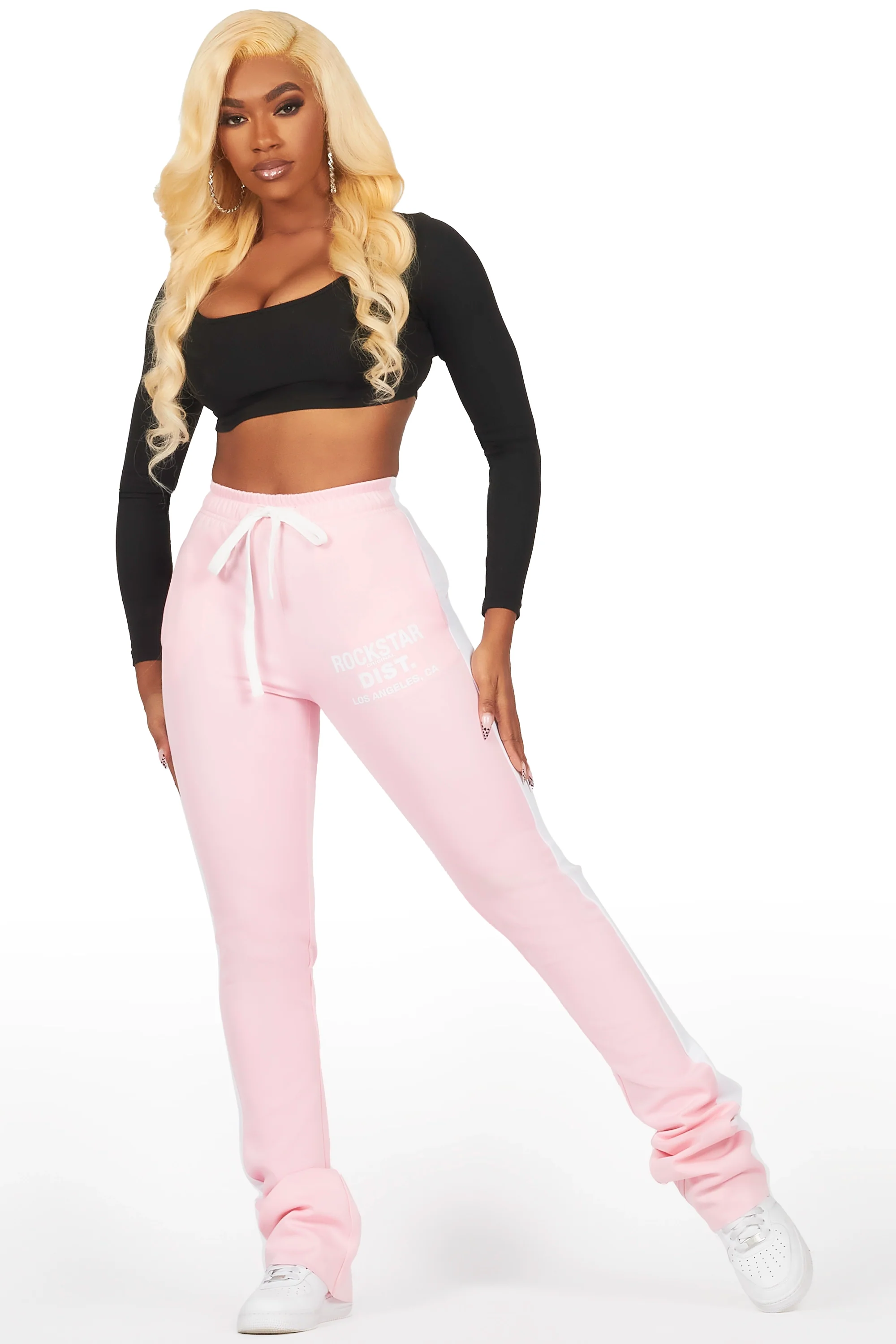 Savannah Pink Super Stacked Track Pant - Image 4