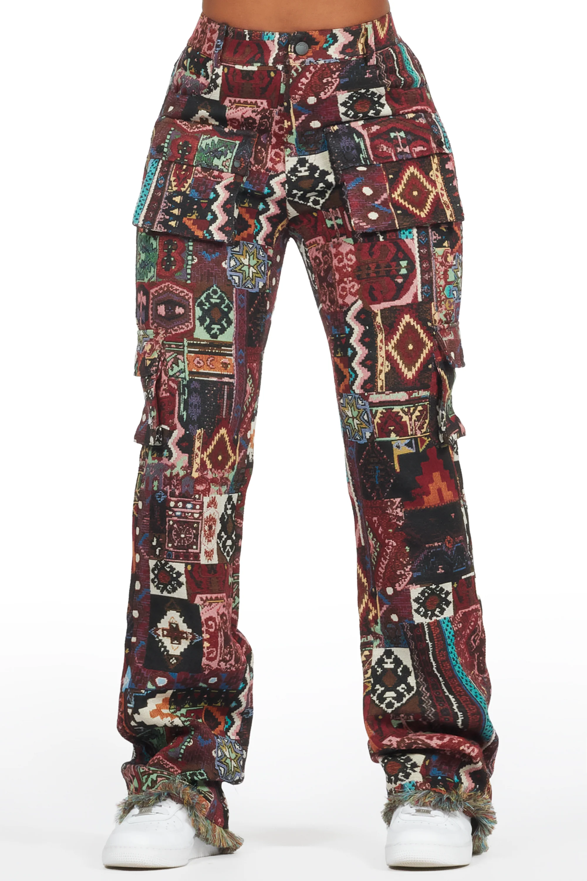 Laylah Red Tapestry Stacked Pant - Image 3