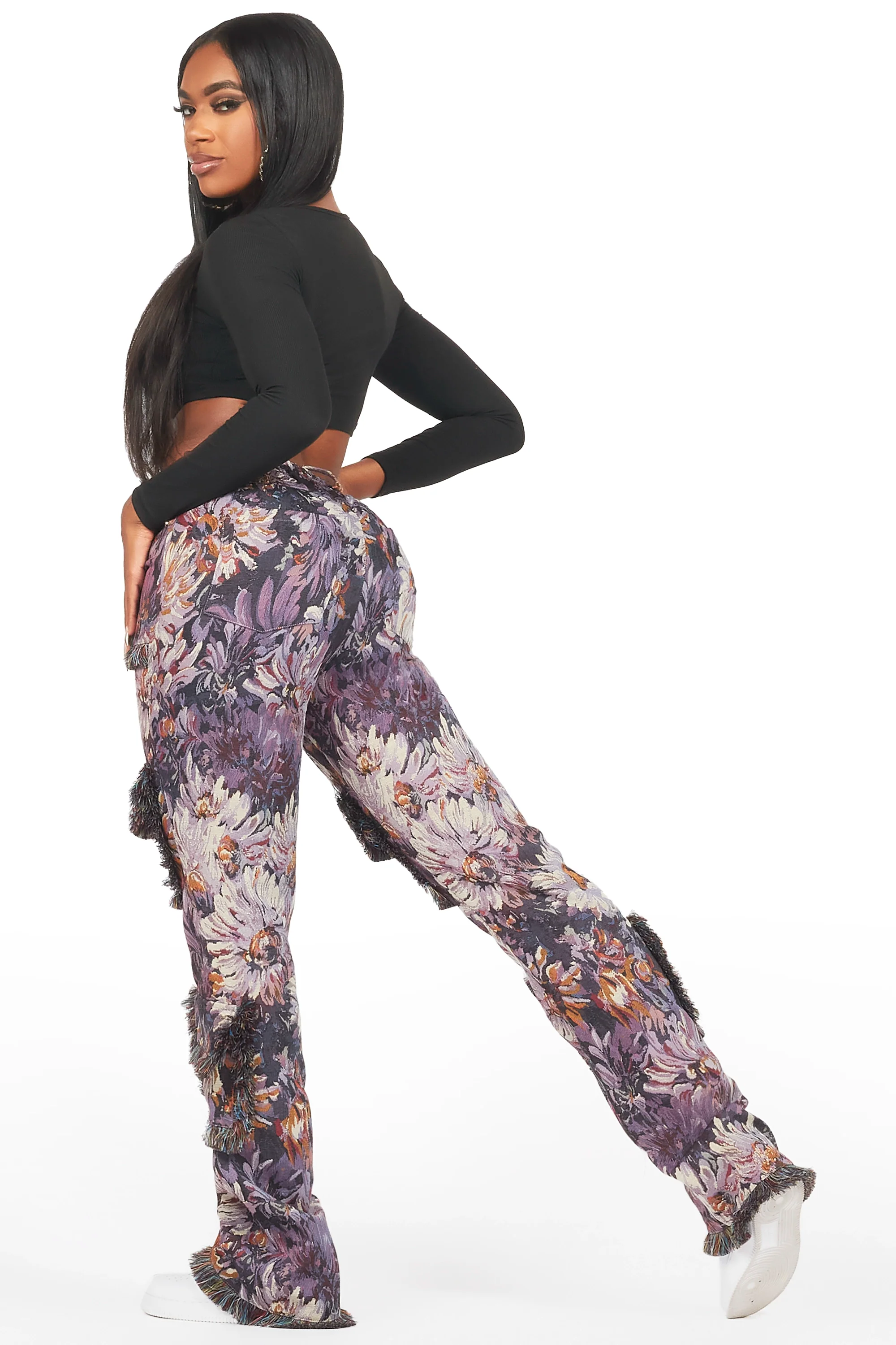 Takecia Purple Tapestry Stacked Pant - Image 5