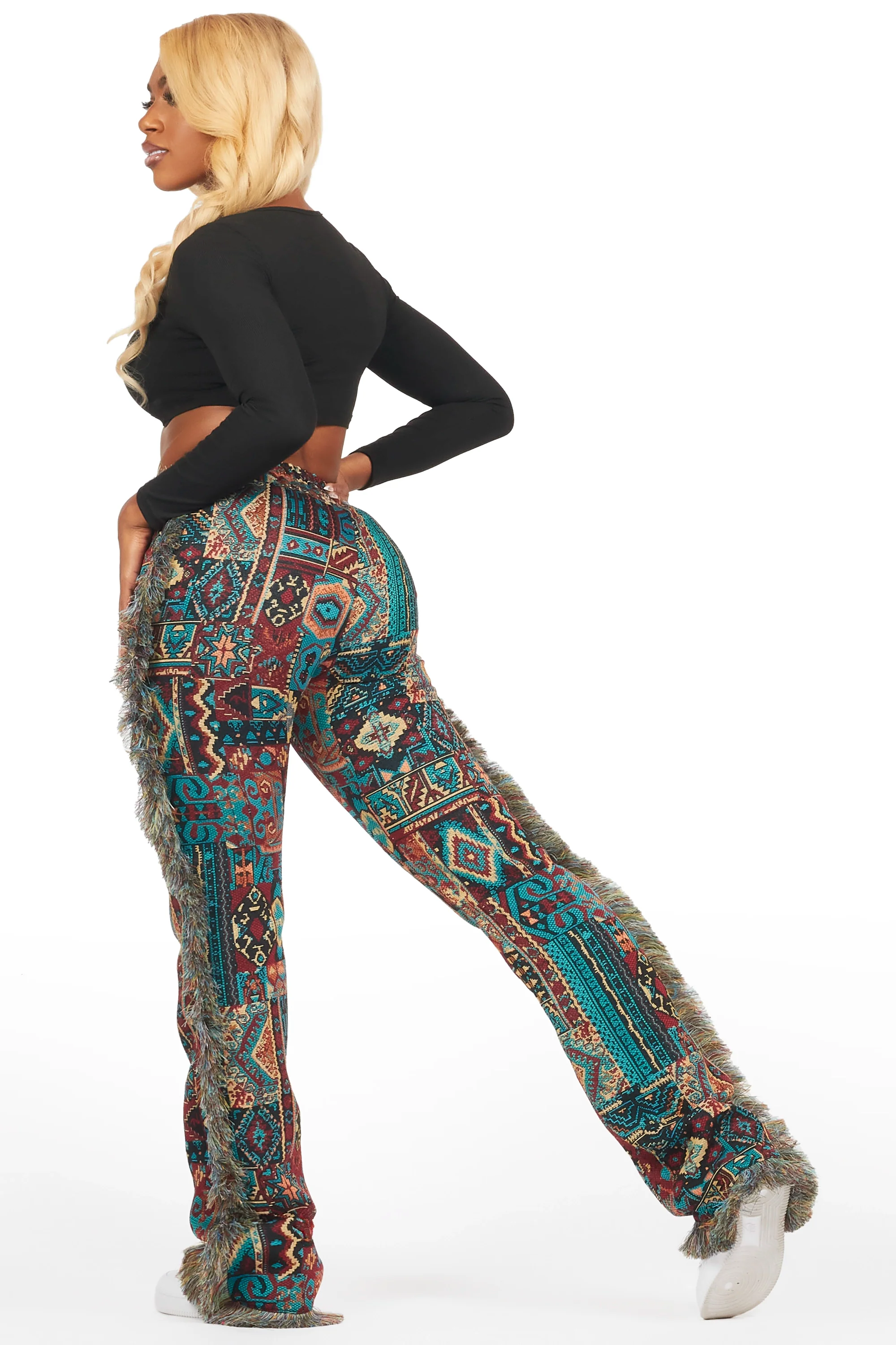 Joliet Red Tapestry Stacked Pant - Image 5