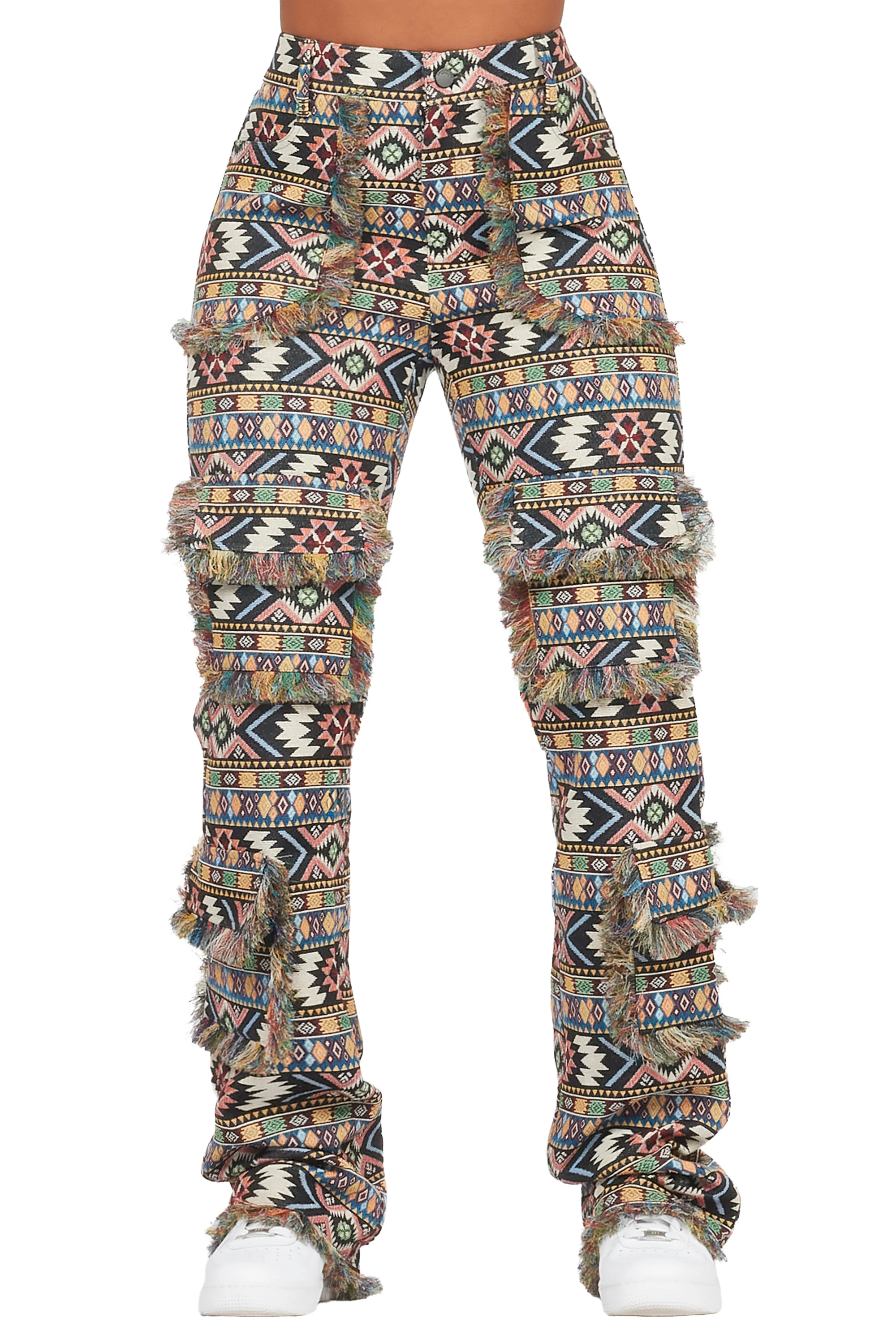 Ferlanda Black Cargo Tapestry Stacked Pant - Image 8