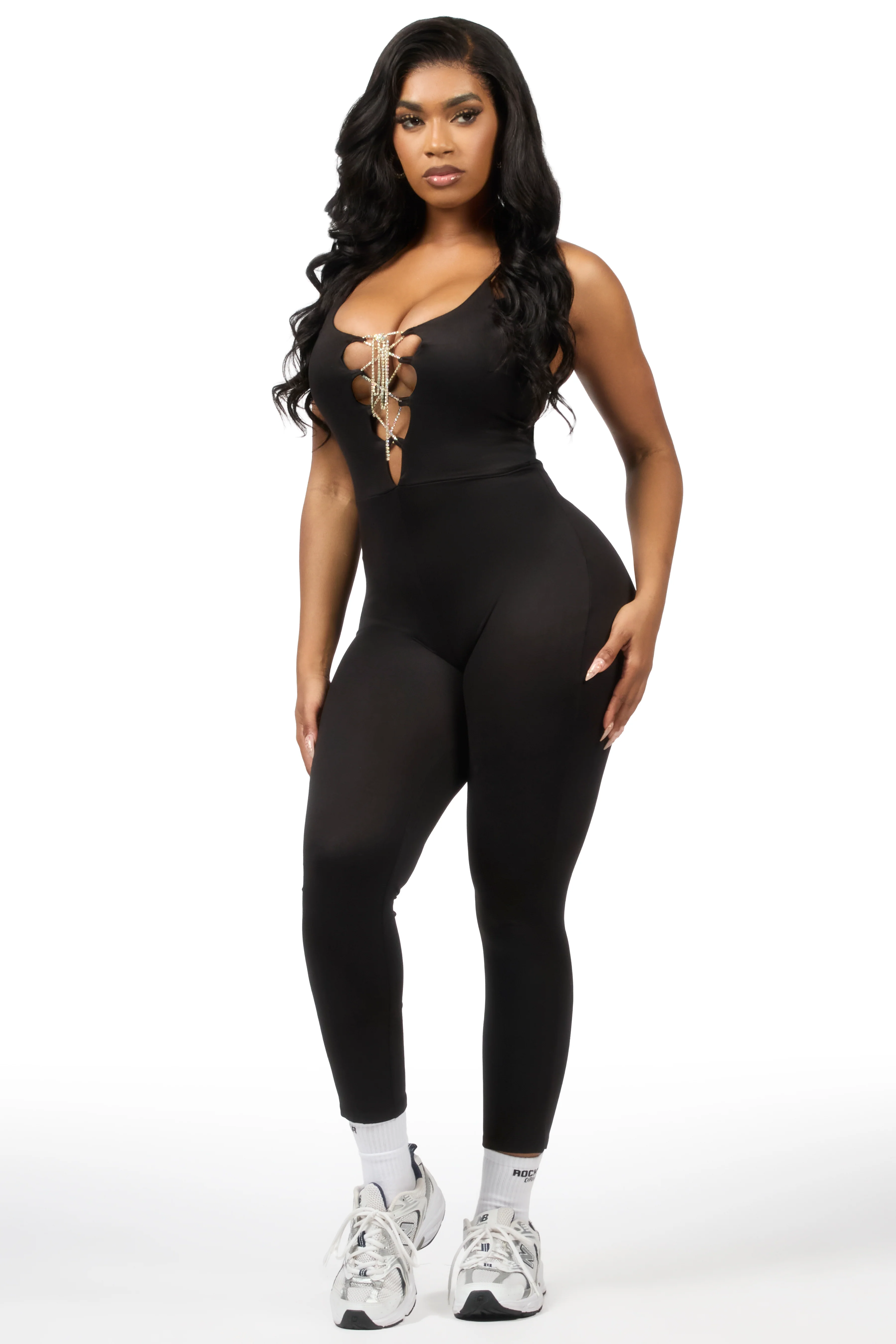 Jahiema Black Rhinestone Jumpsuit - Image 3