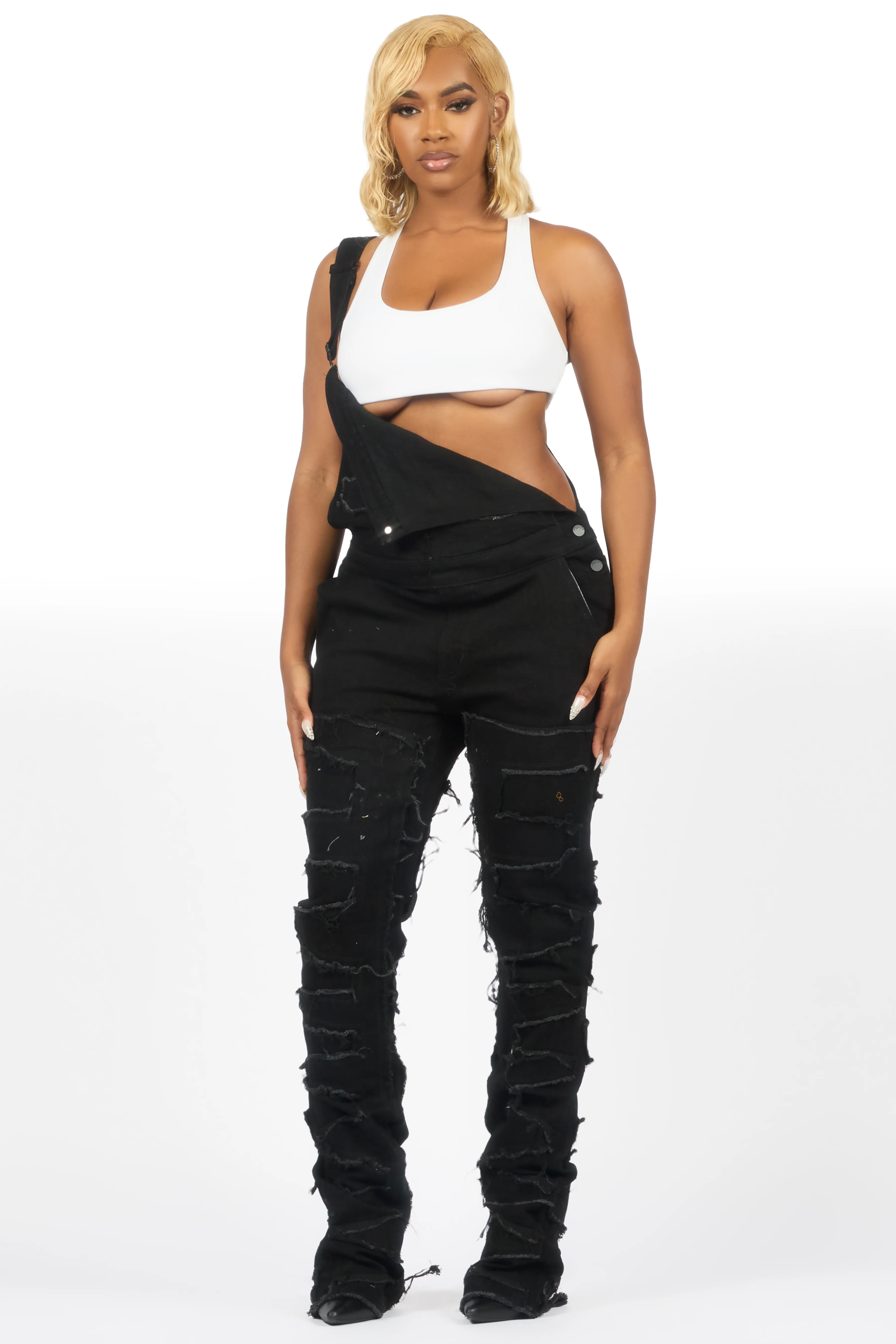 Daysha Black Denim Overall