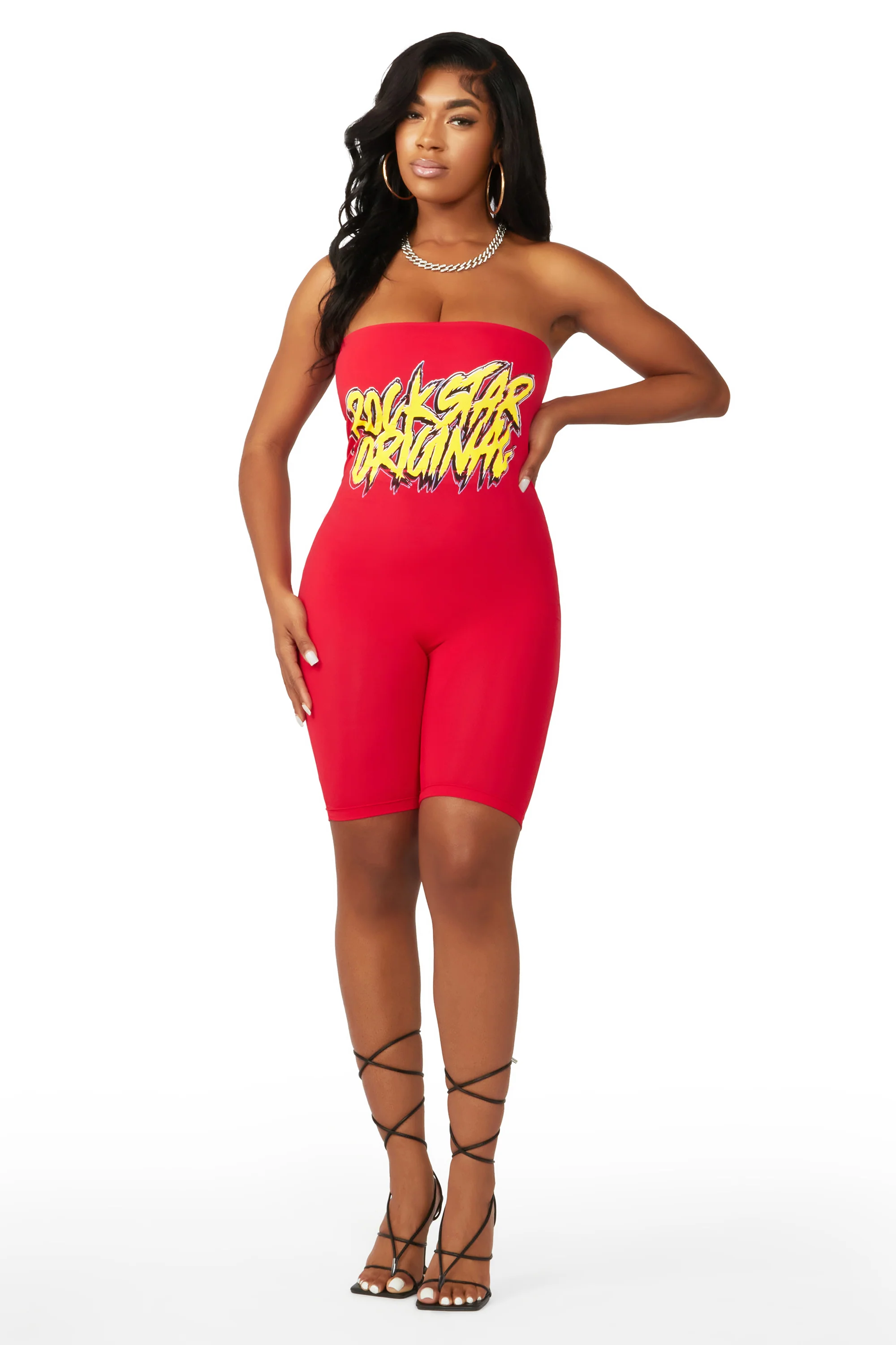 Mirah Red Sleeveless Romper - Image 3