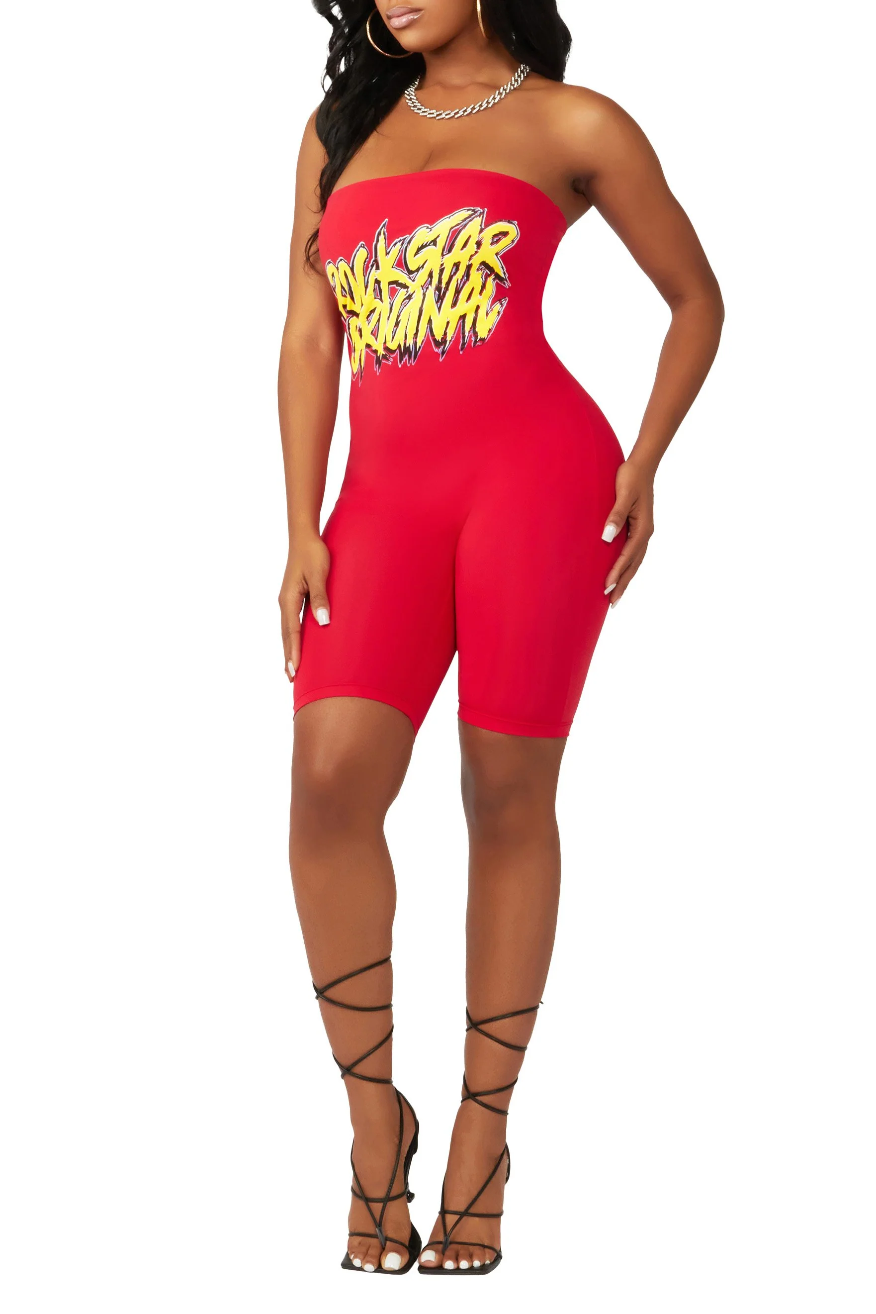 Mirah Red Sleeveless Romper - Image 6