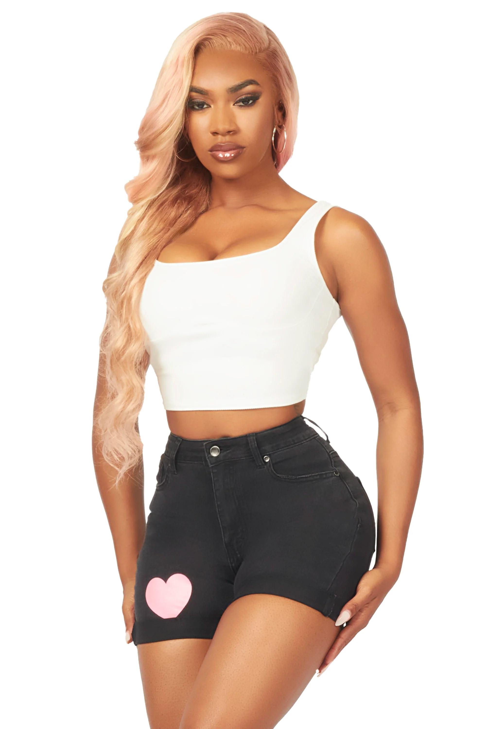 Corina Black Denim Short - Image 3
