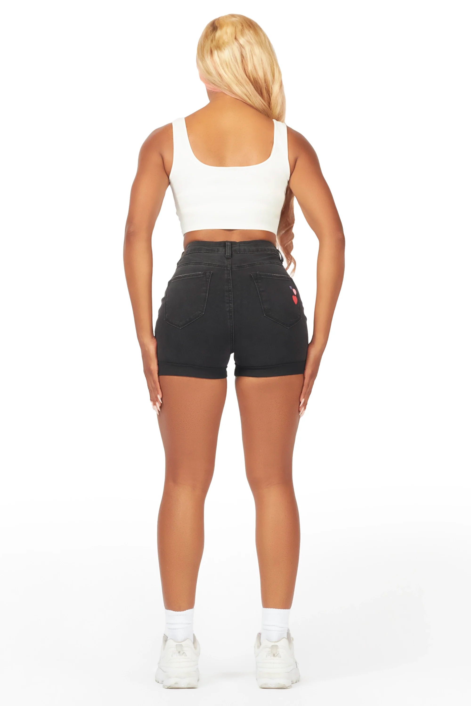 Corina Black Denim Short - Image 6