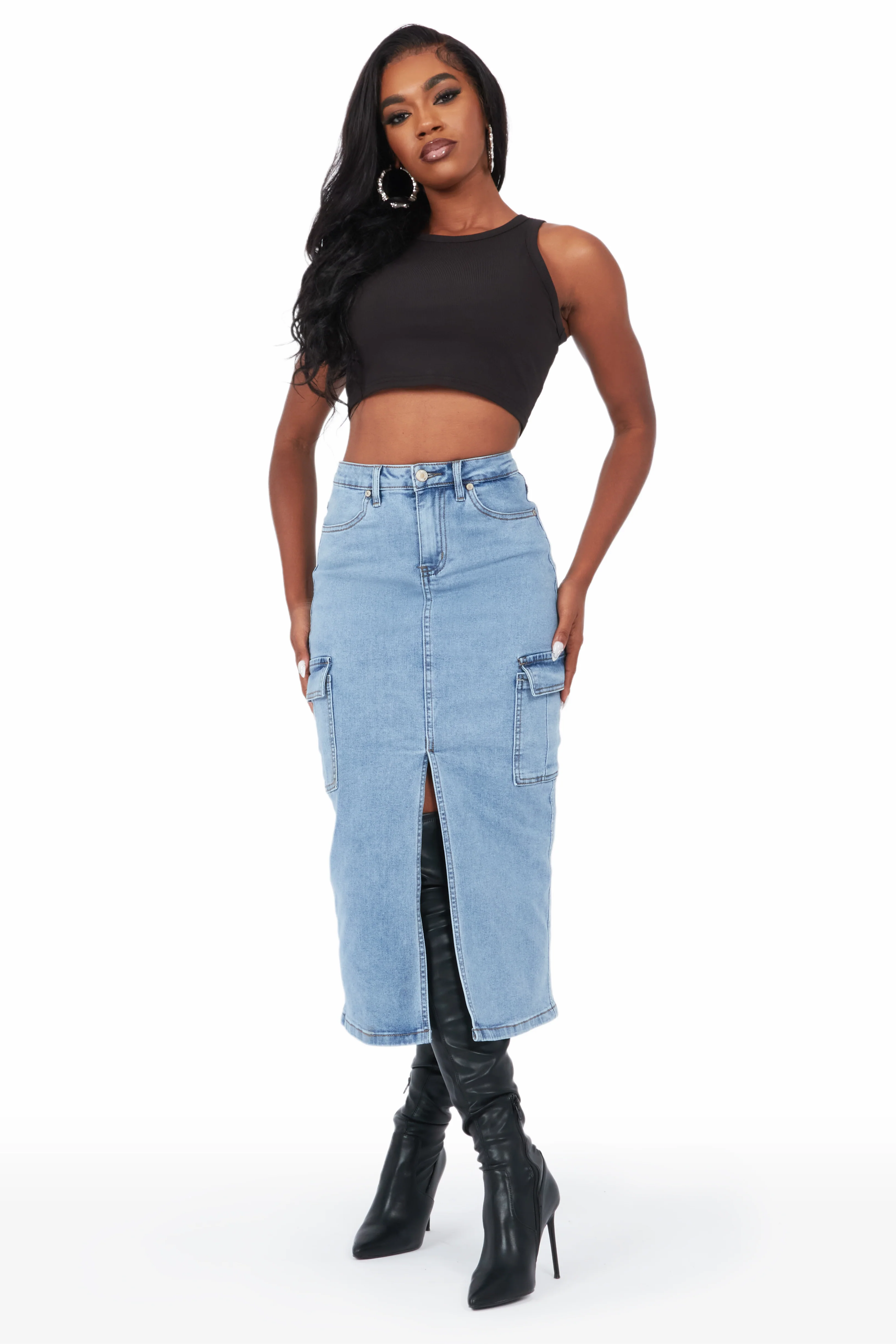 Yoselin Light Wash Denim Skirt - Image 3