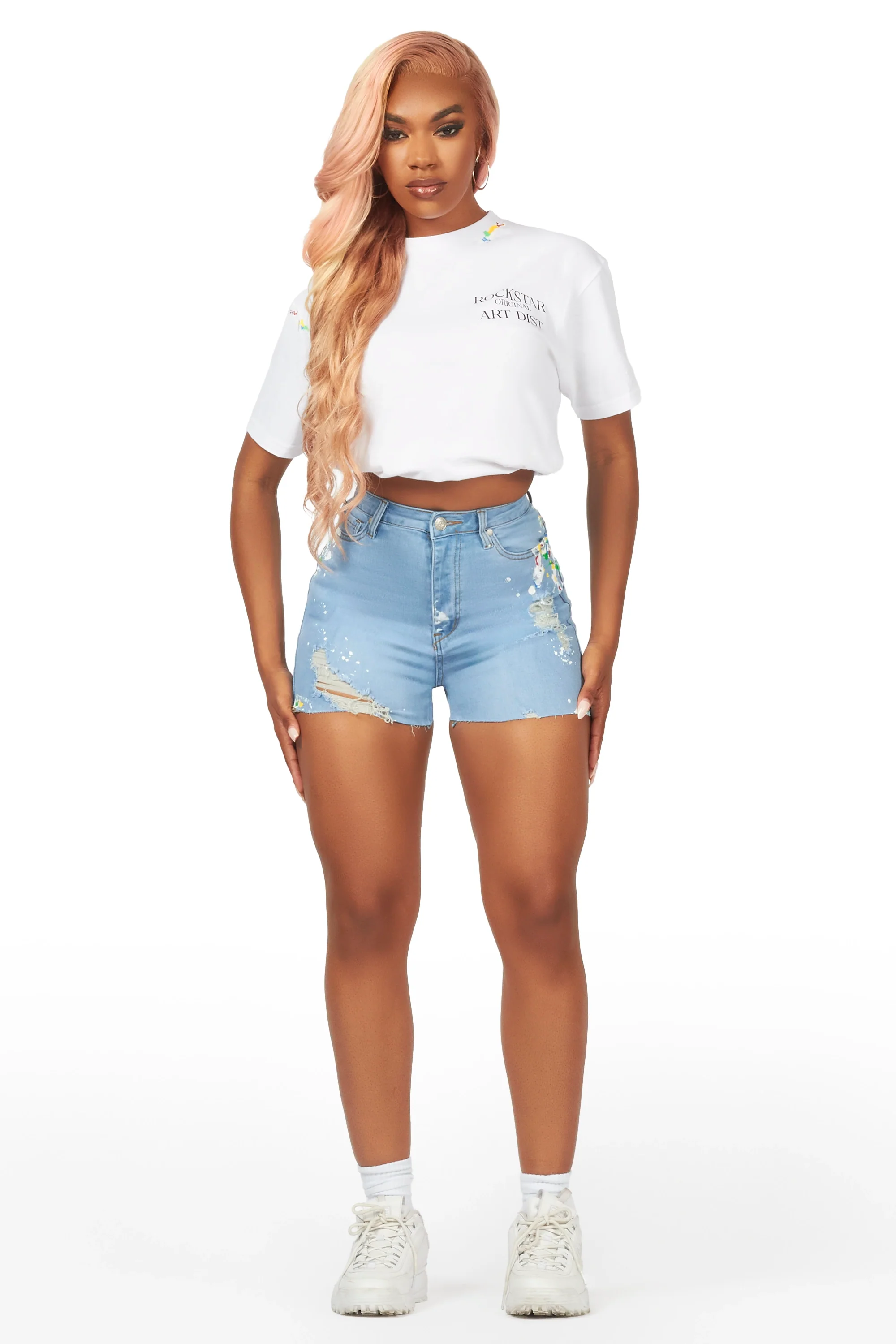 Angelina White/Blue Denim Short Set - Image 4