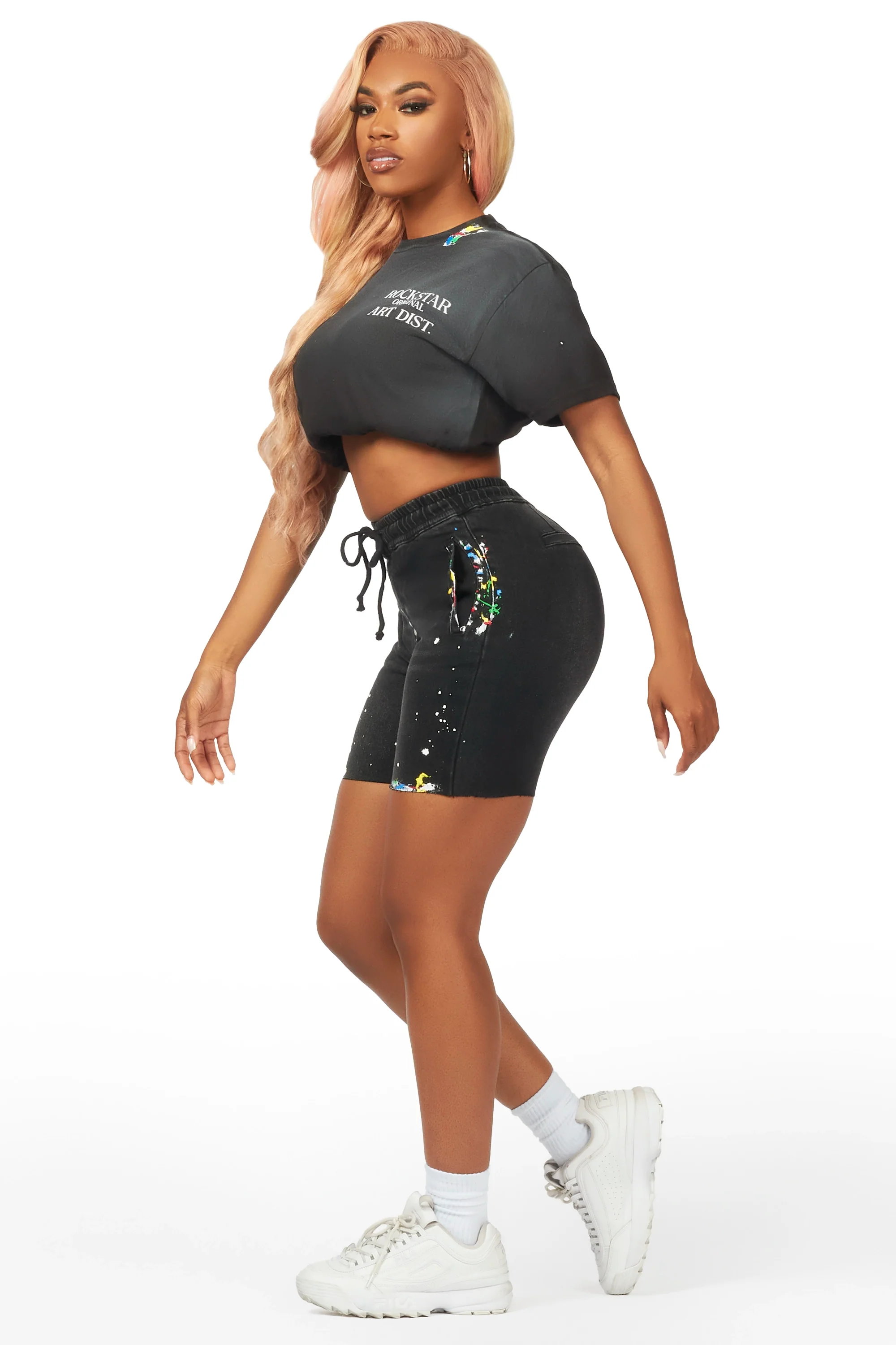 Alexia Black Denim Short Set - Image 4